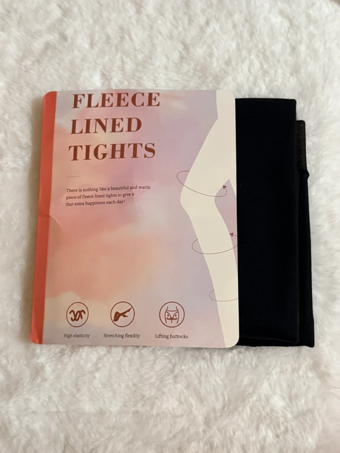 Black Fleece Lined Tights- Transparency Look- Size Small
