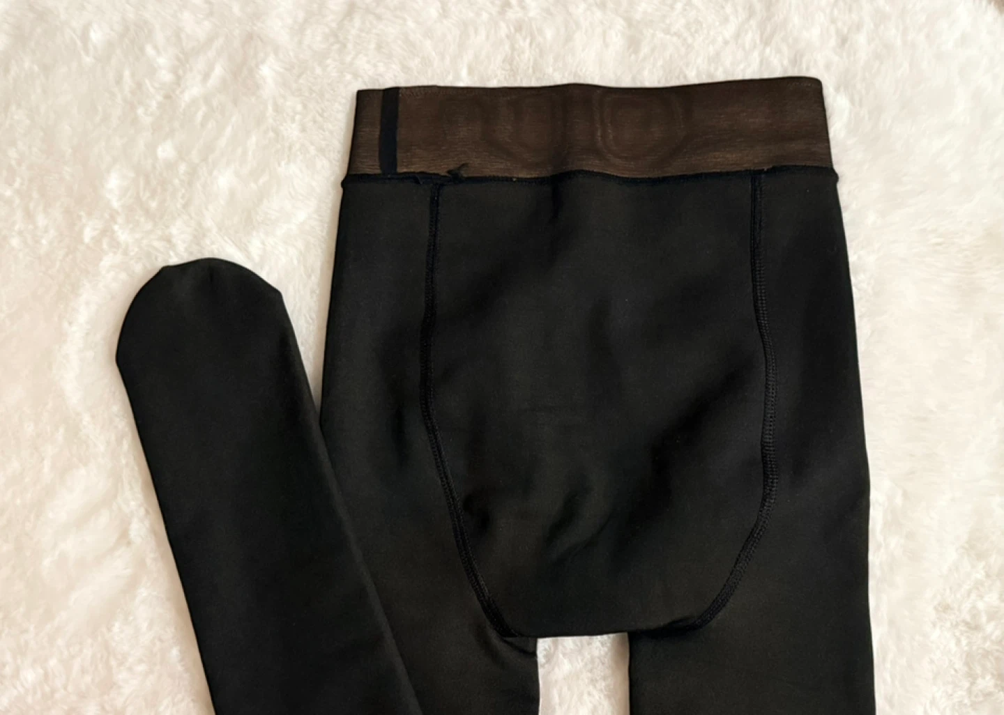 Black Fleece Lined Tights- Transparency Look- Size Small - photo 4