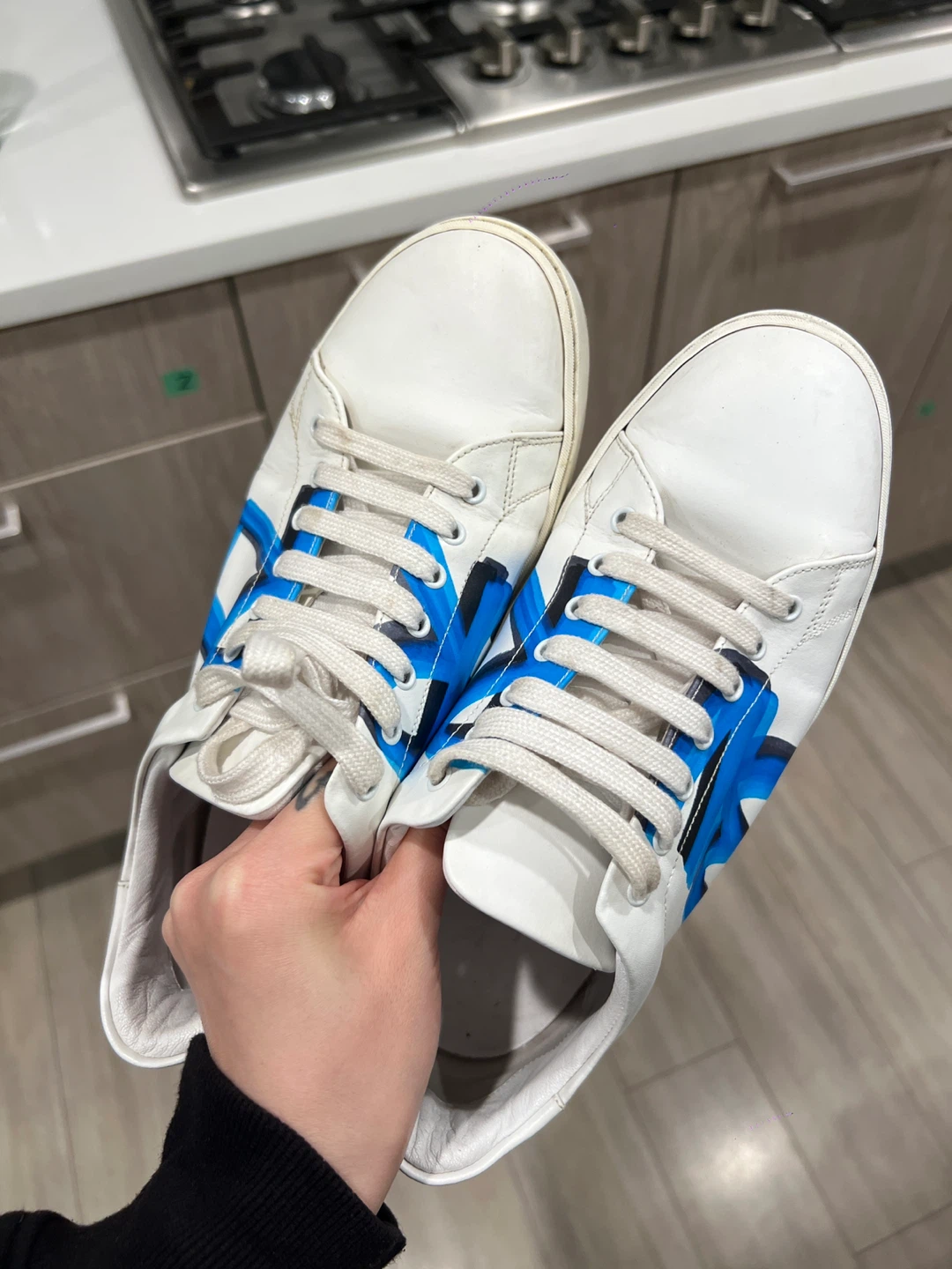 Burberry White & Blue Sneakers - photo 5