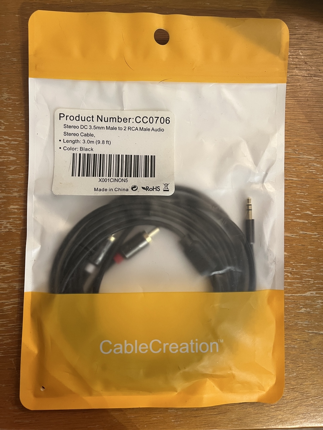 Unopened- Stereo 3.5mm Male to 2 RCA Male Audio Cable