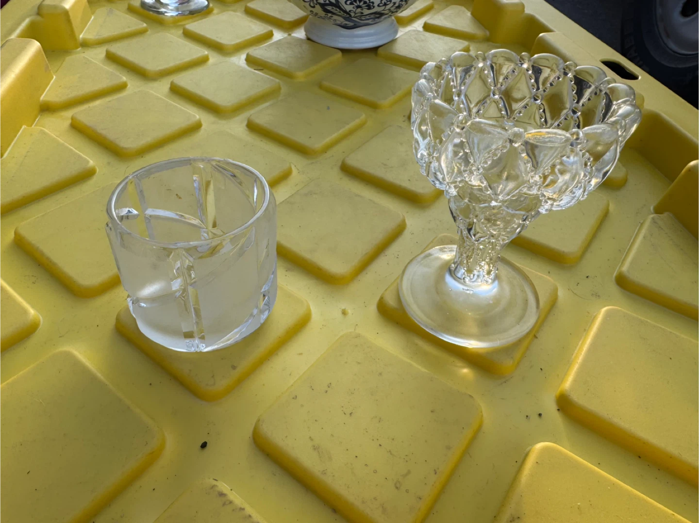Set of 7 Clear Glass Dessert Cups / Goblets