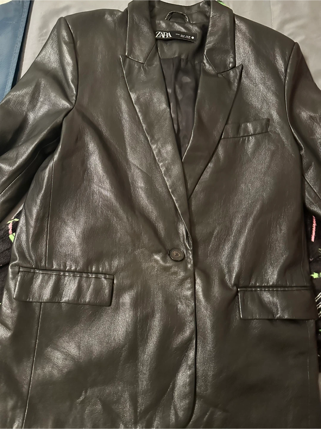 ZARA Faux Leather Blazer Jacket - Size Medium - photo 2