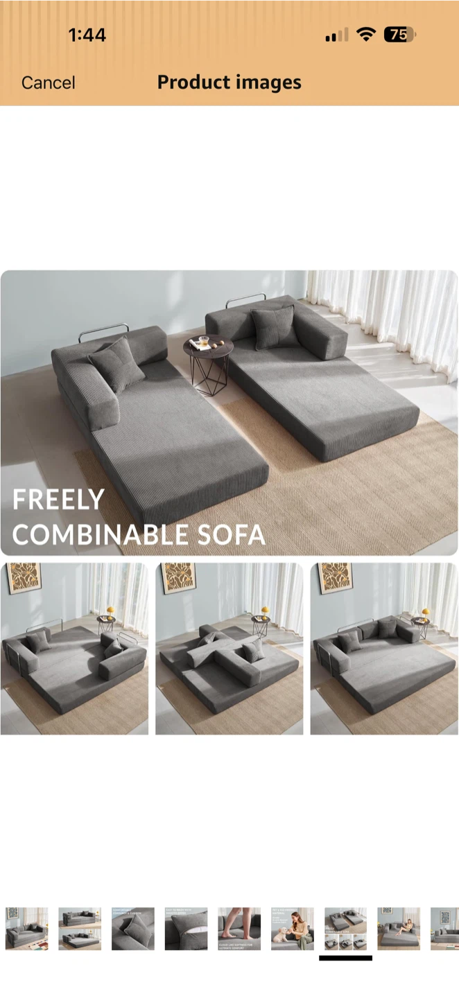 Brand New In Box Combinable Grey Sofa Bed - photo 3