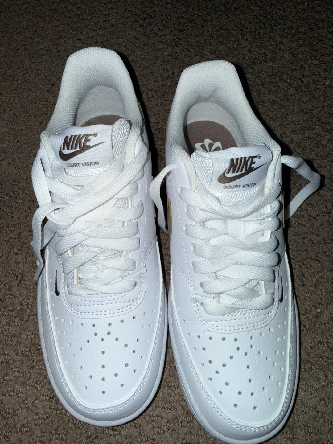 Nike Court Vision Low White Brown Sneakers