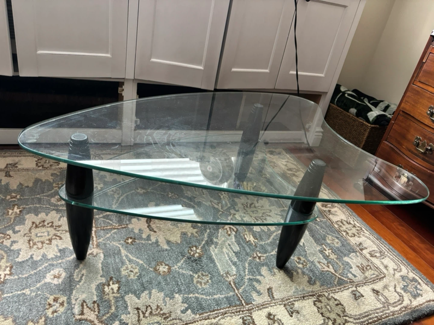 Glass Top Coffee Table with Wood Legs - photo 2