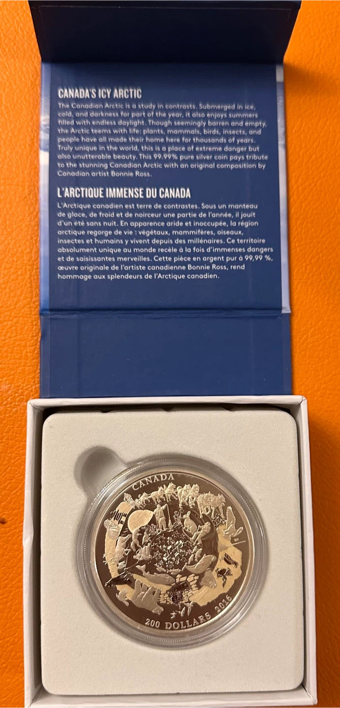 Canada 200 Dollars 2016 Arctic 99.99% Pure Silver Coin - photo 5