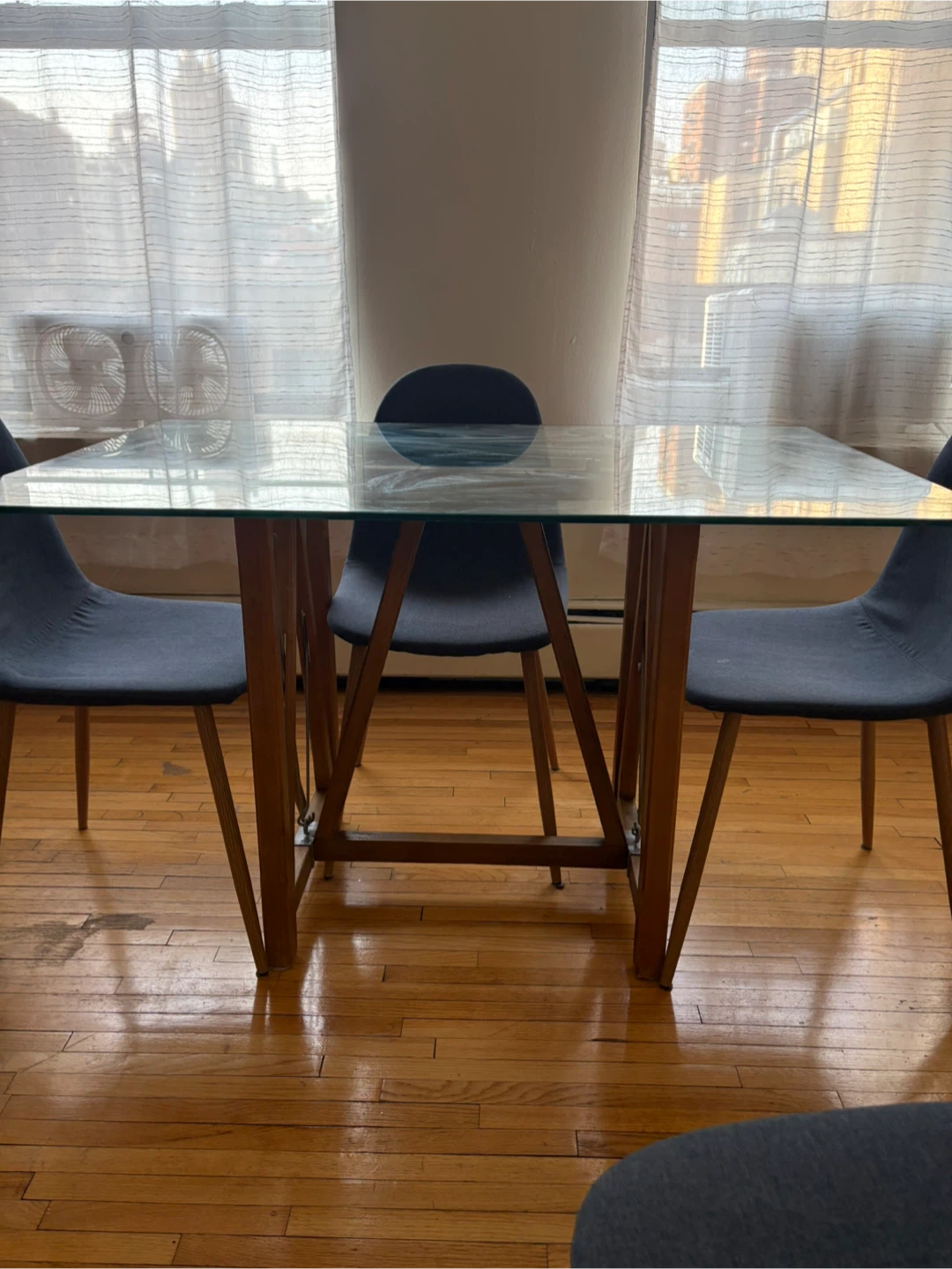 Glass Top Dining Table with Wooden Legs - photo 3