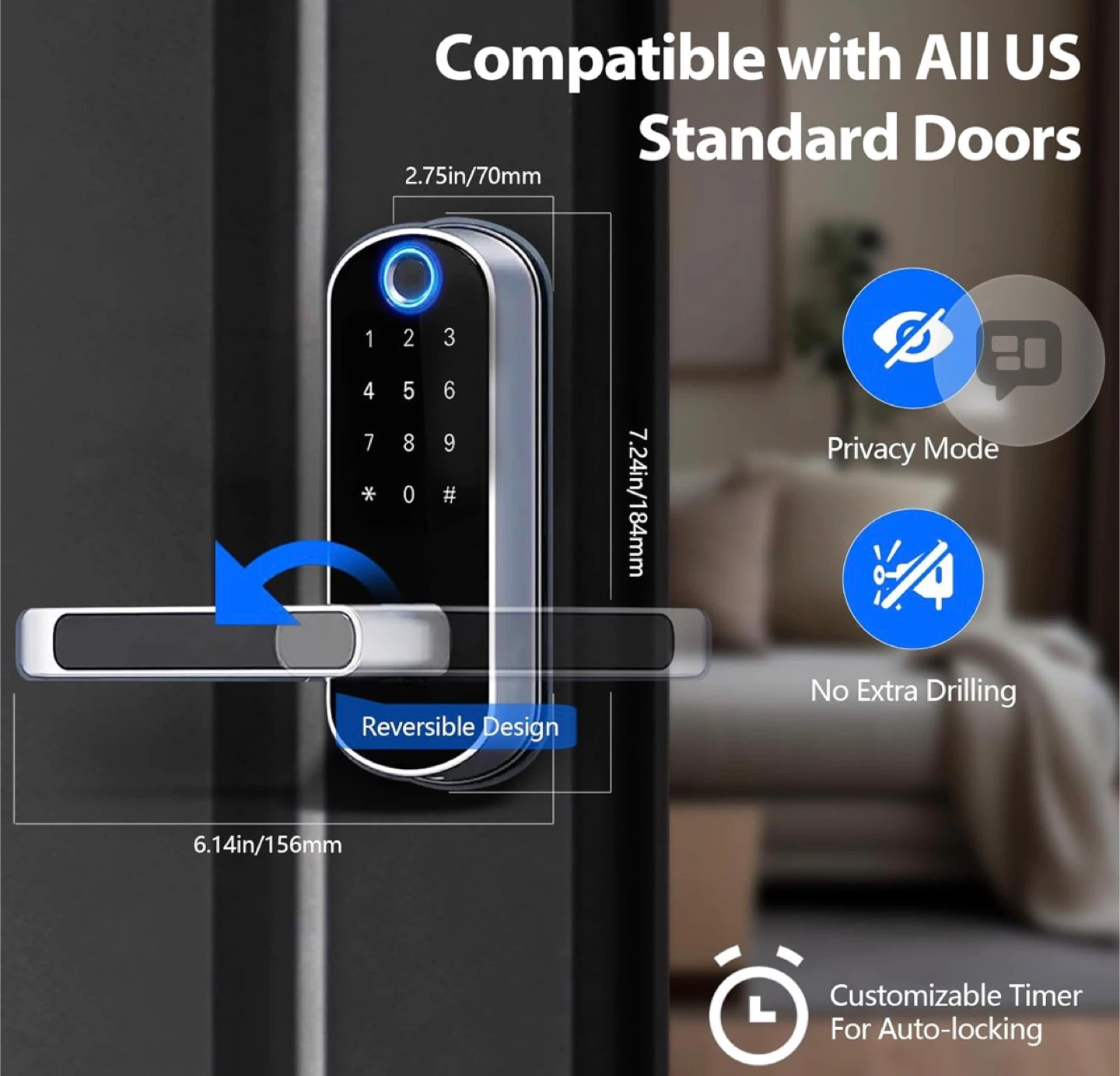 Wi-Fi Keyless Entry Door Lock with Fingerprint Scanner - photo 2