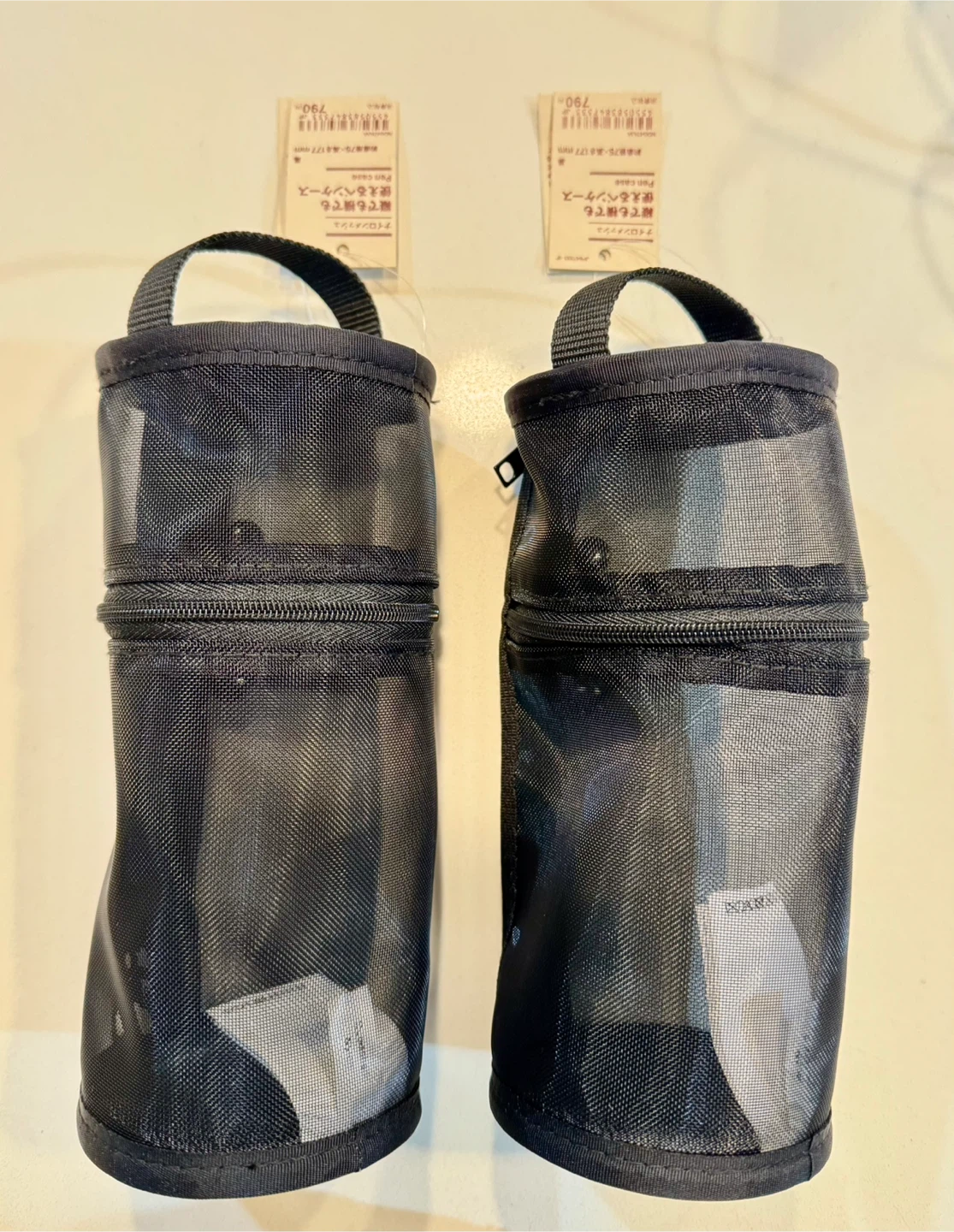 Set of 2_Muji Nylon Mesh Vertical/Horizontal Pen Case_Black_NWT - photo 2