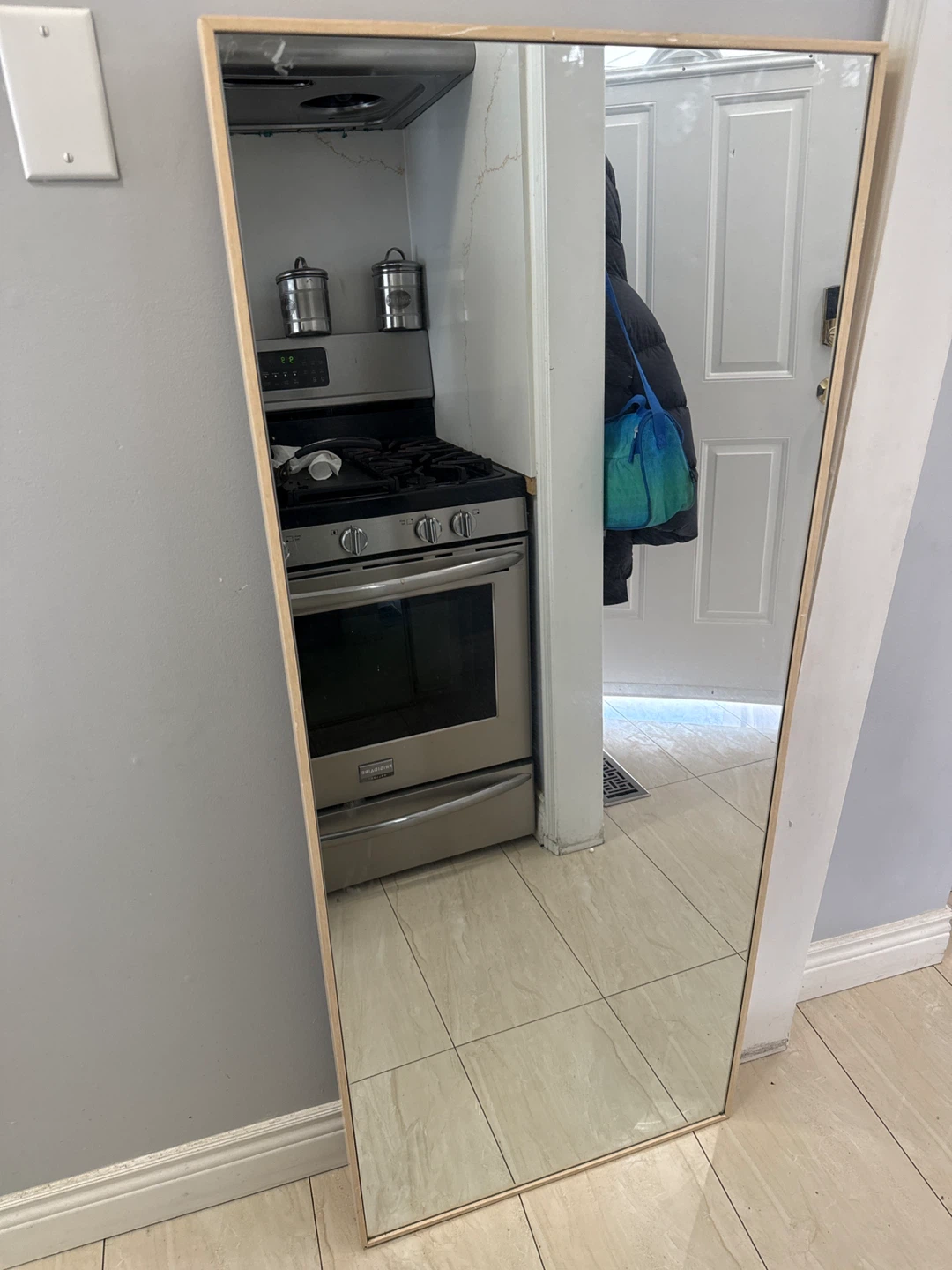 Full Length Mirror with Wood Frame