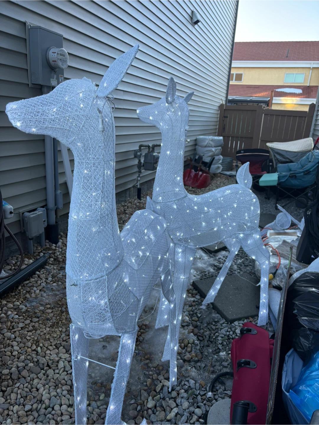 Set of 2 White Light-Up Deer Christmas Decorations - photo 3