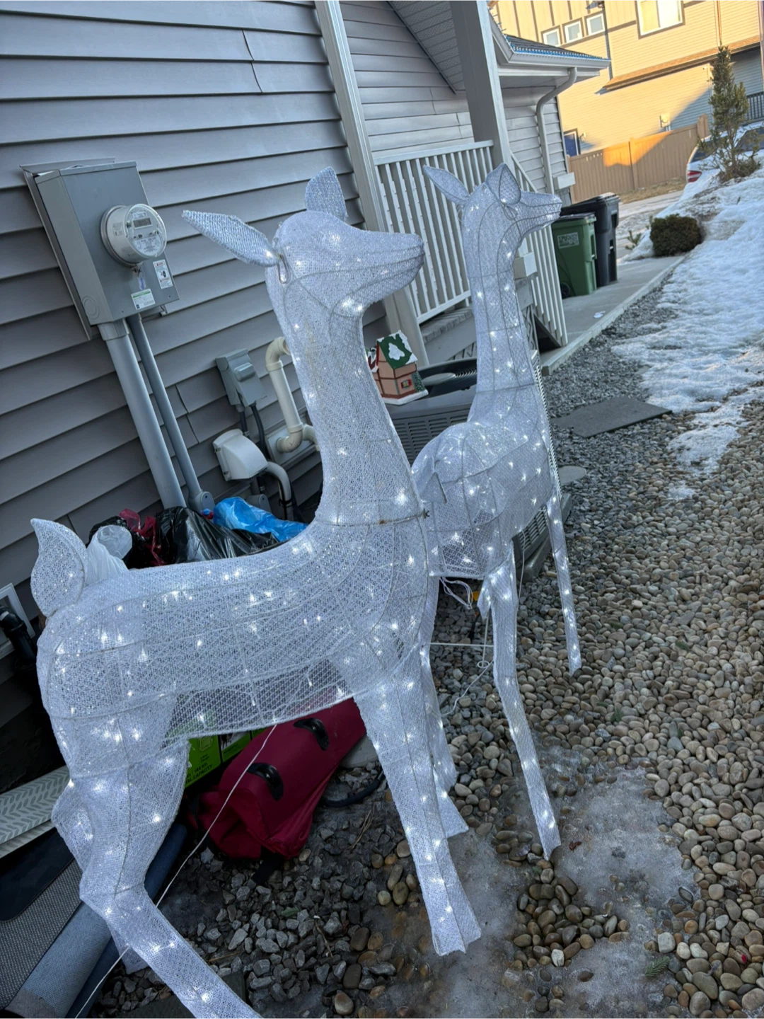 Set of 2 White Light-Up Deer Christmas Decorations - photo 2