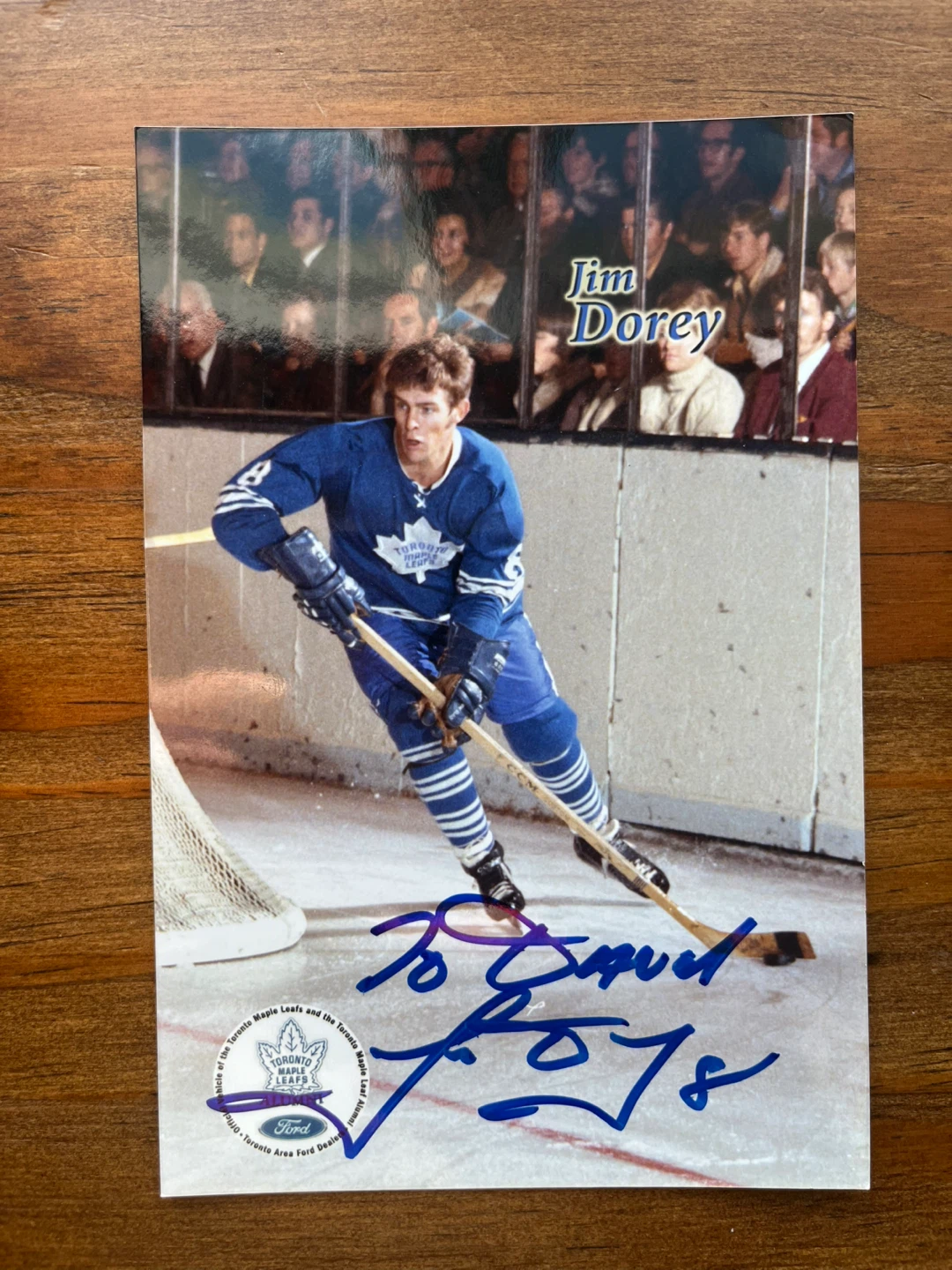Jim Dorey autographed Toronto Maple Leafs photo