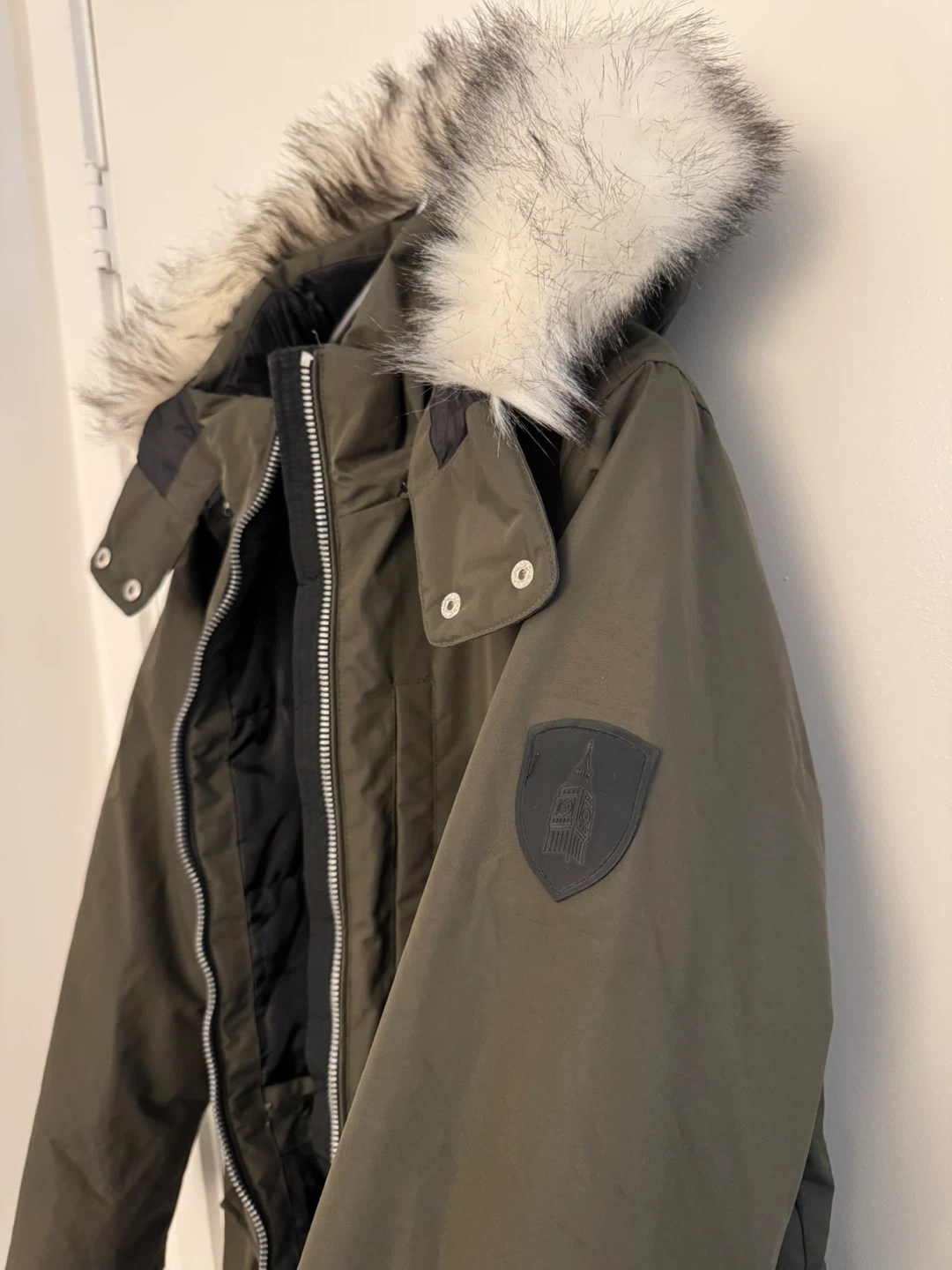 London Fog Women's Green Parka Coat with Fur Hood Size L - photo 3