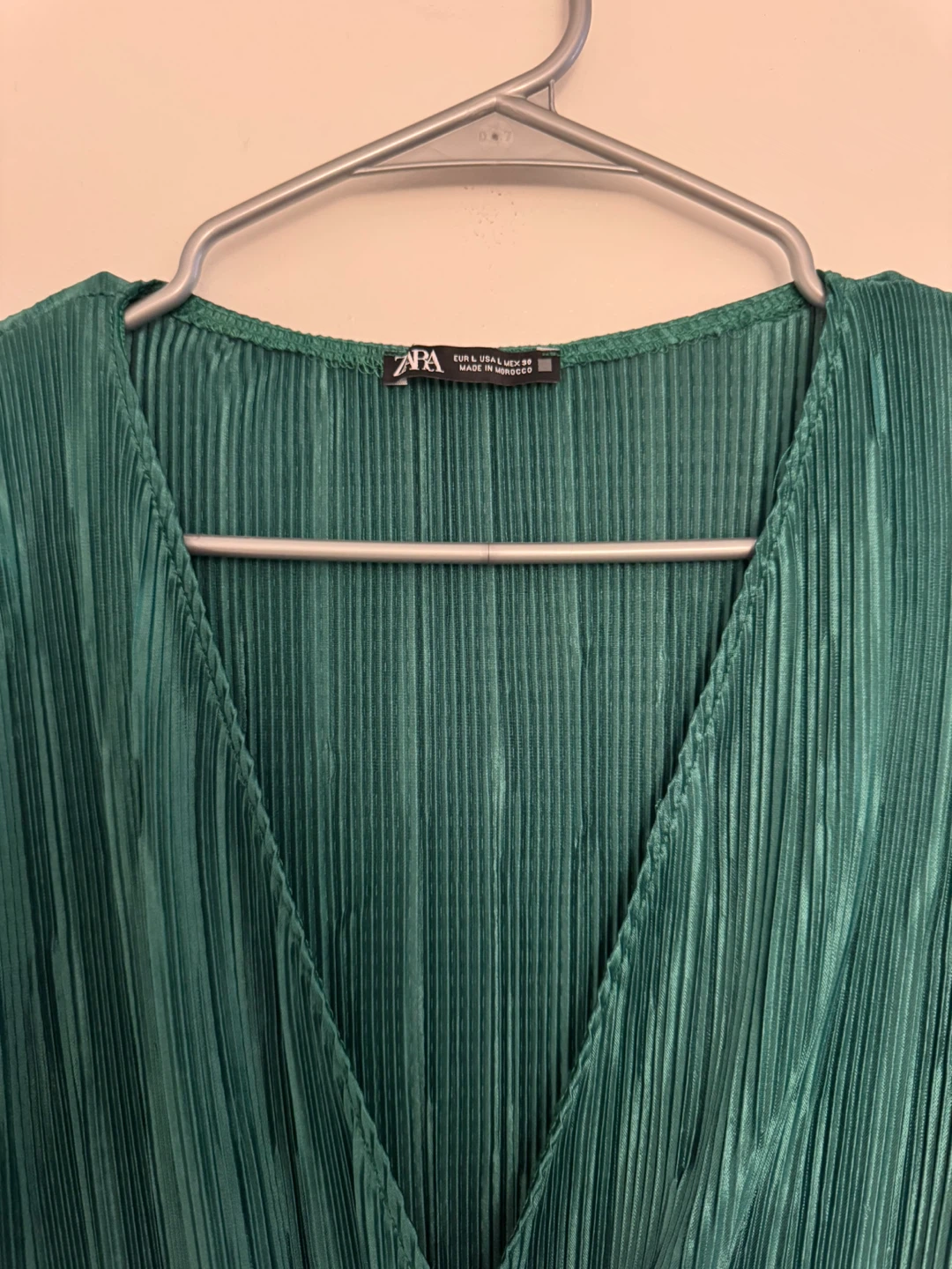 ZARA Green Pleated Wrap Top - photo 2