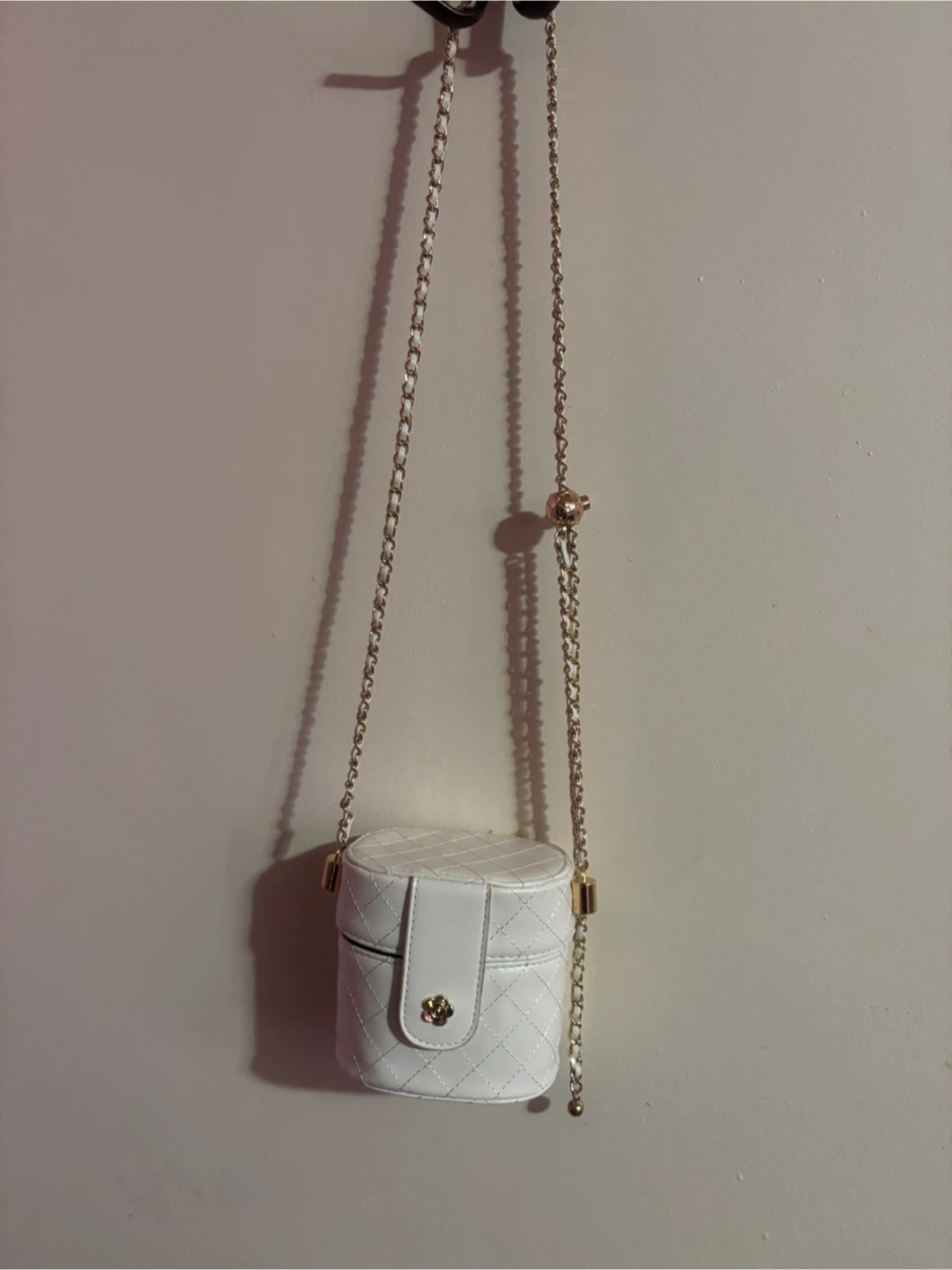 White Quilted Cylinder Crossbody Bag - photo 4