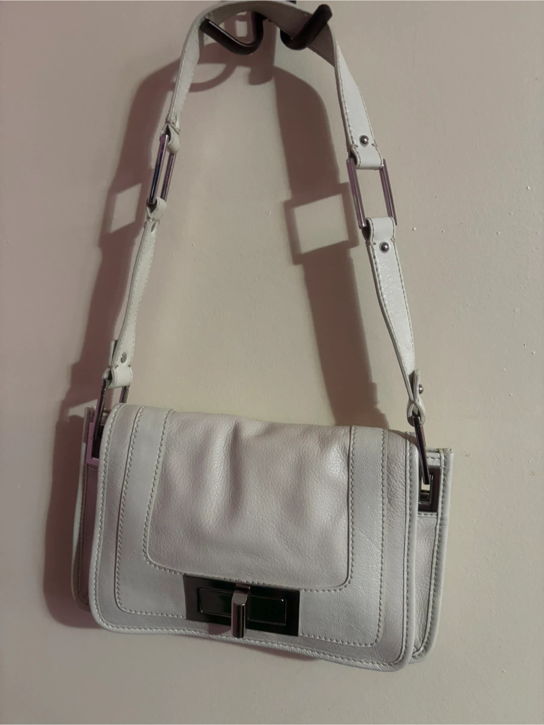 White Leather Shoulder Bag by Banana Republic