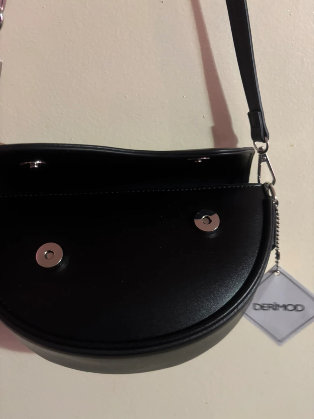 Derimod Black Half Moon Shoulder Bag with Chain Detail - photo 2