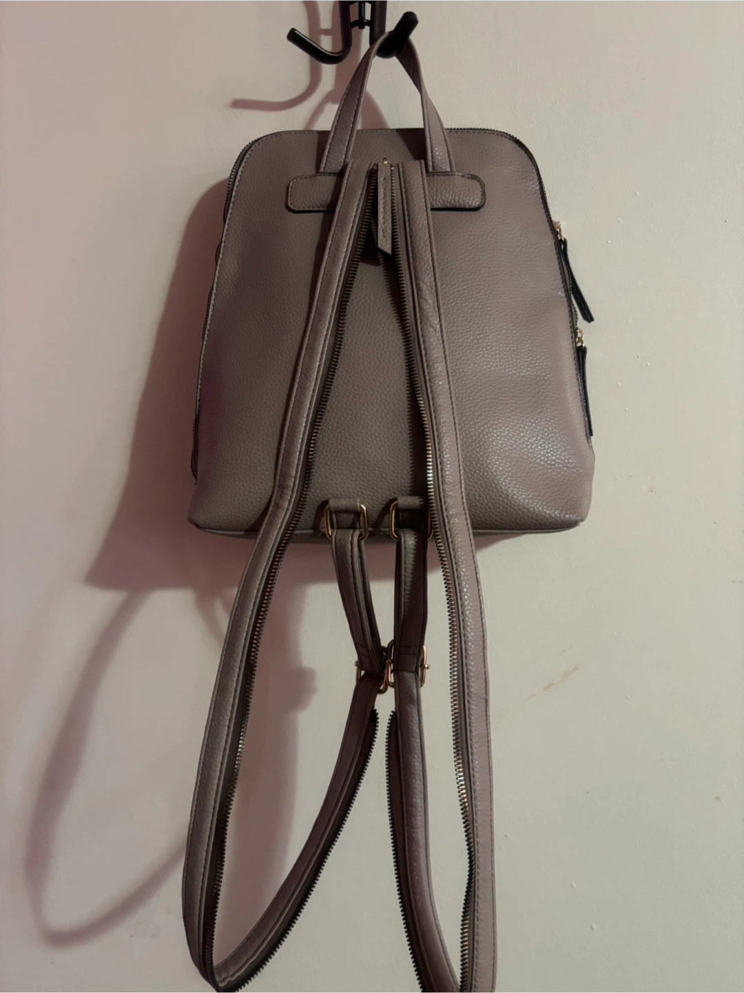Grey Faux Leather Backpack - photo 2