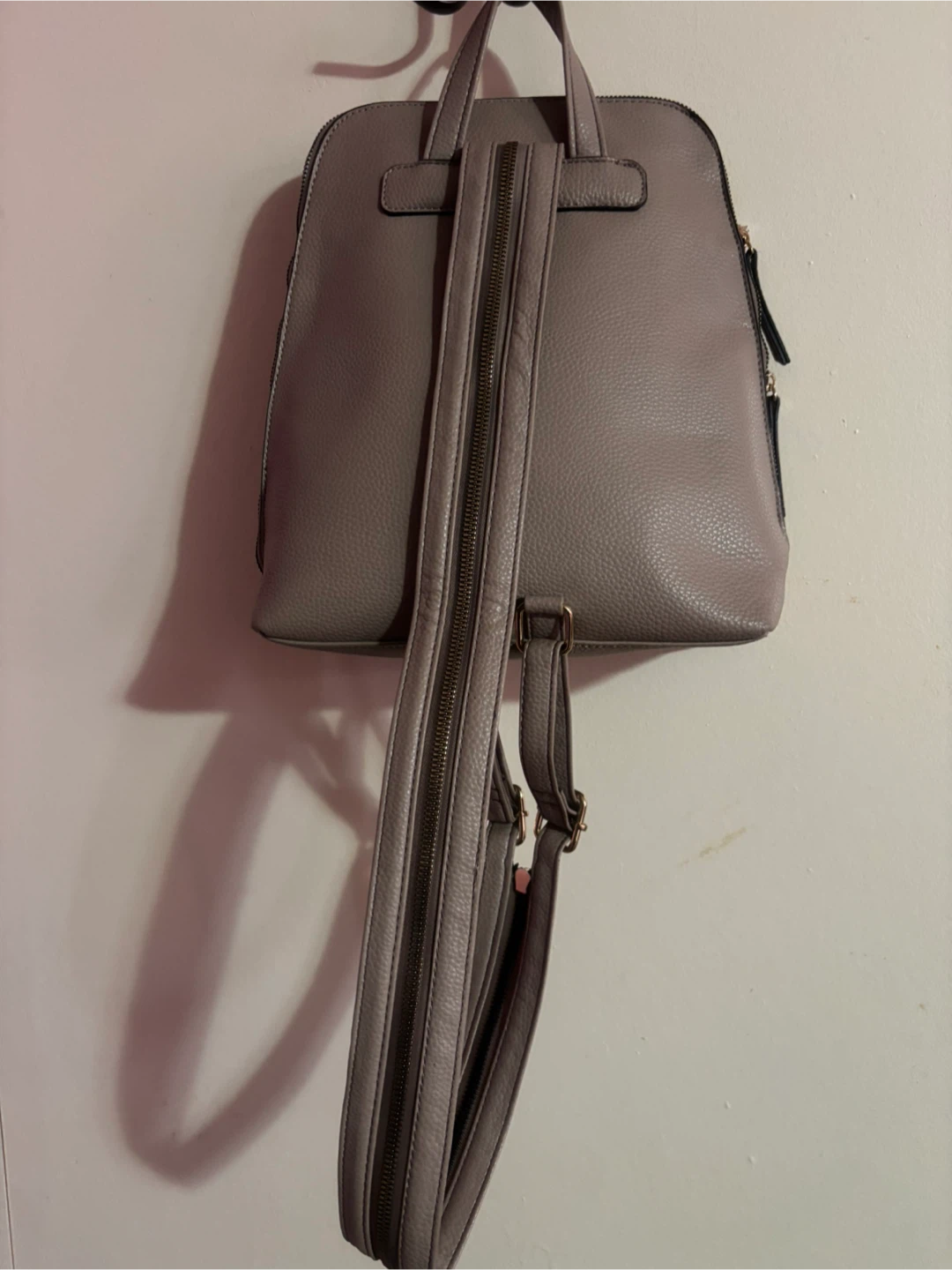 Grey Faux Leather Backpack - photo 3