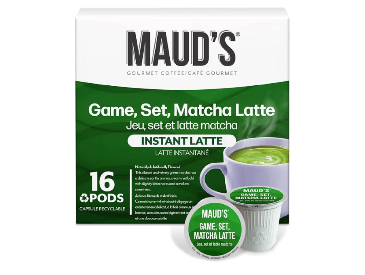 Maud's Game, Set, Matcha Latte Instant Pods