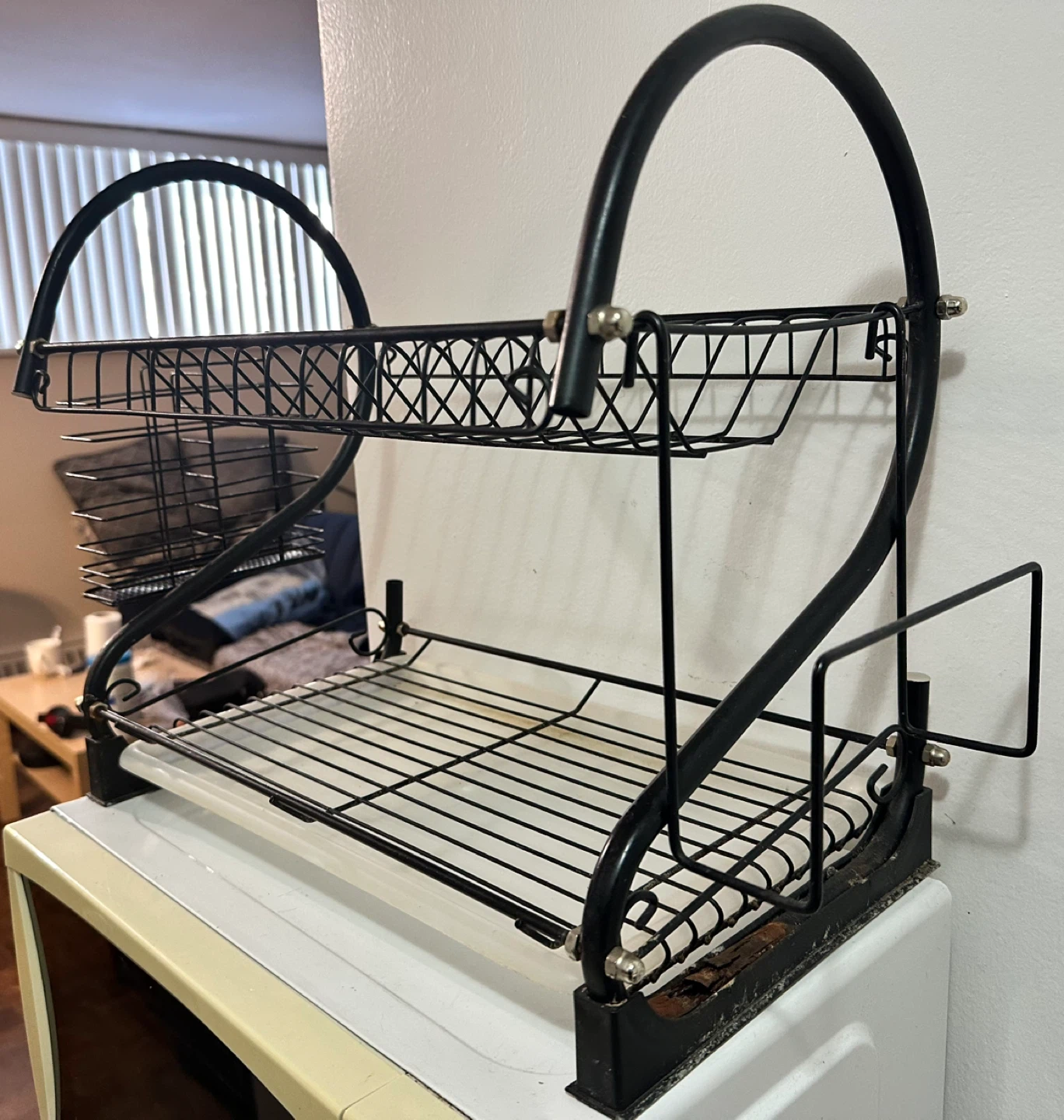 🧡 2-Tier Black Metal Dish Rack with Utensil Holder - photo 3