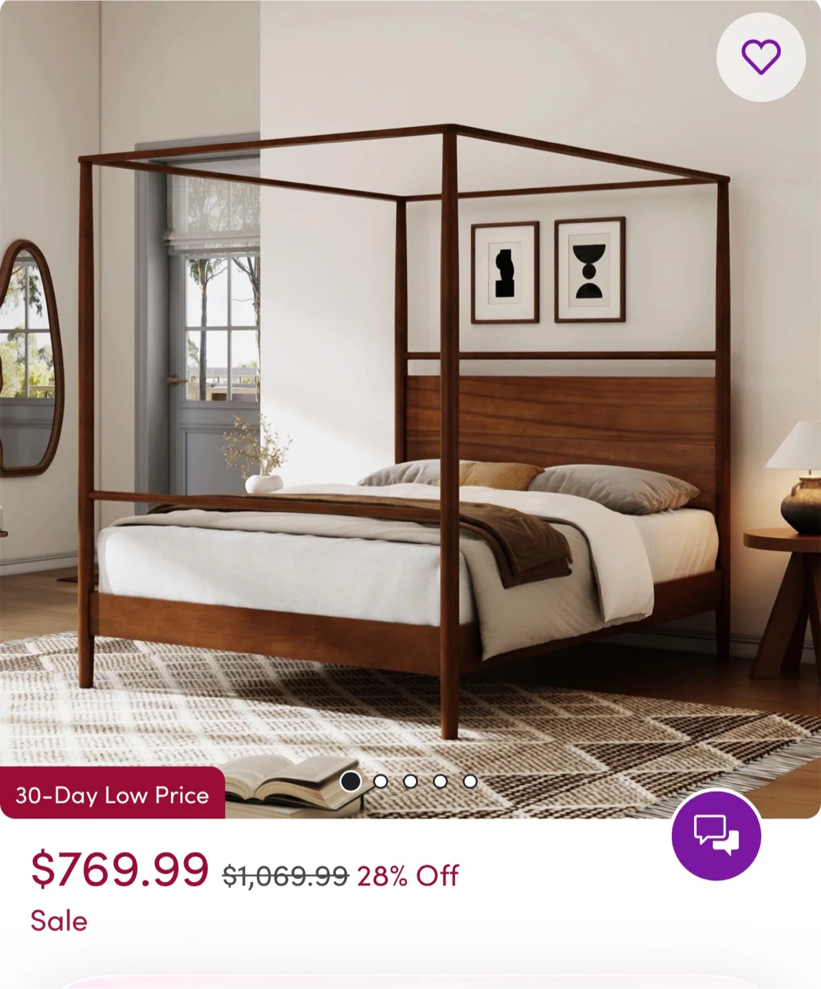 Wooden Canopy Bed Frame - photo 2