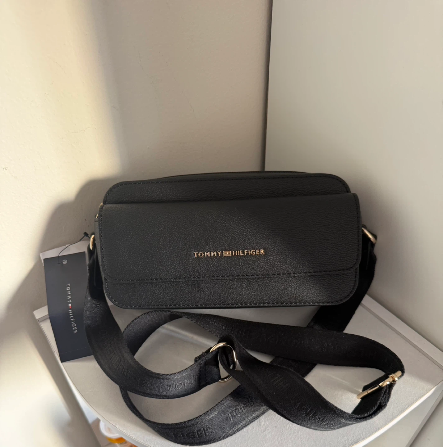 Tommy Hilfiger Black Leather Crossbody Bag