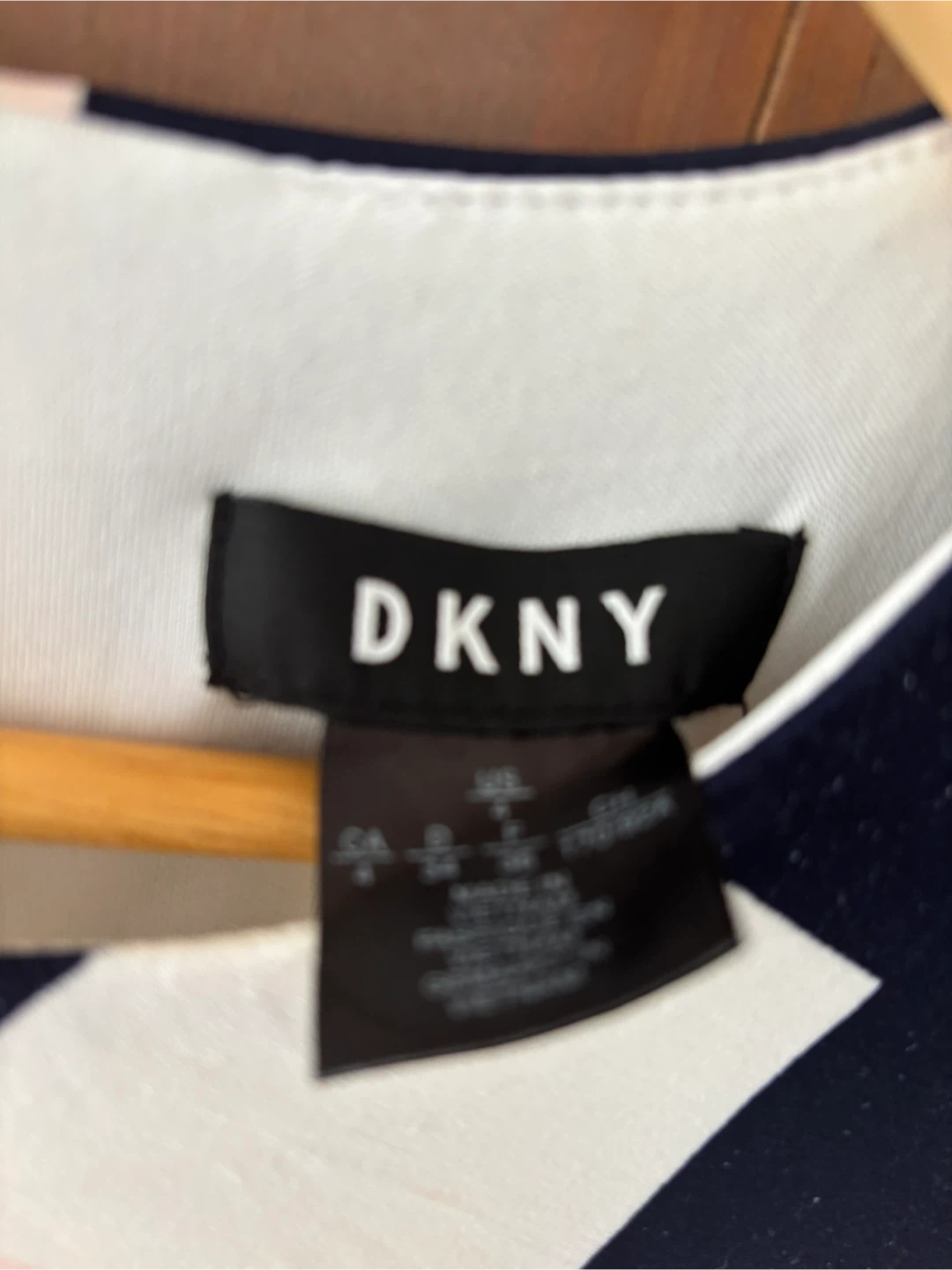 DKNY Women's Dress - Navy/Pink Geometric Print - Size S