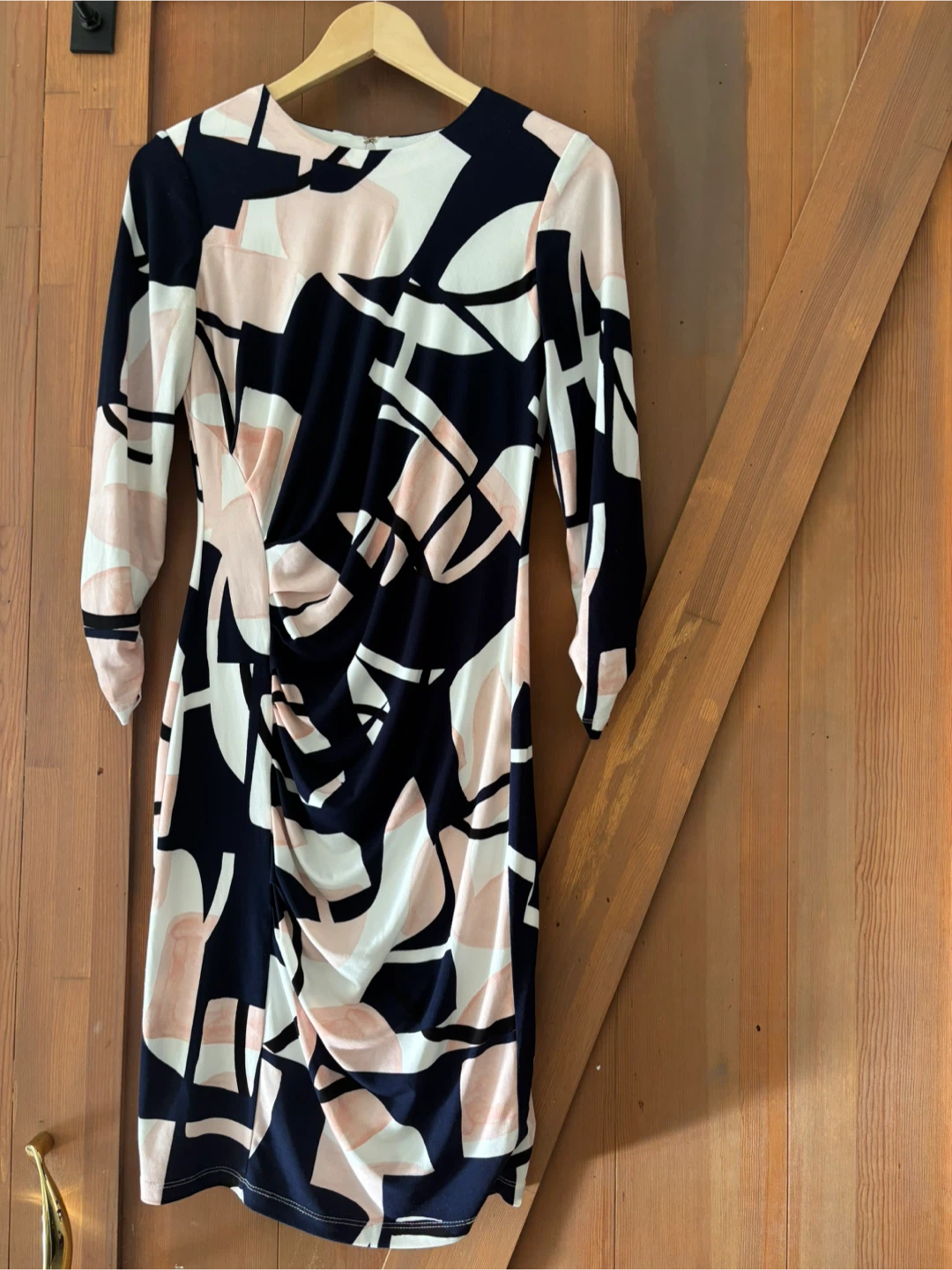 DKNY Women's Dress - Navy/Pink Geometric Print - Size S - photo 2
