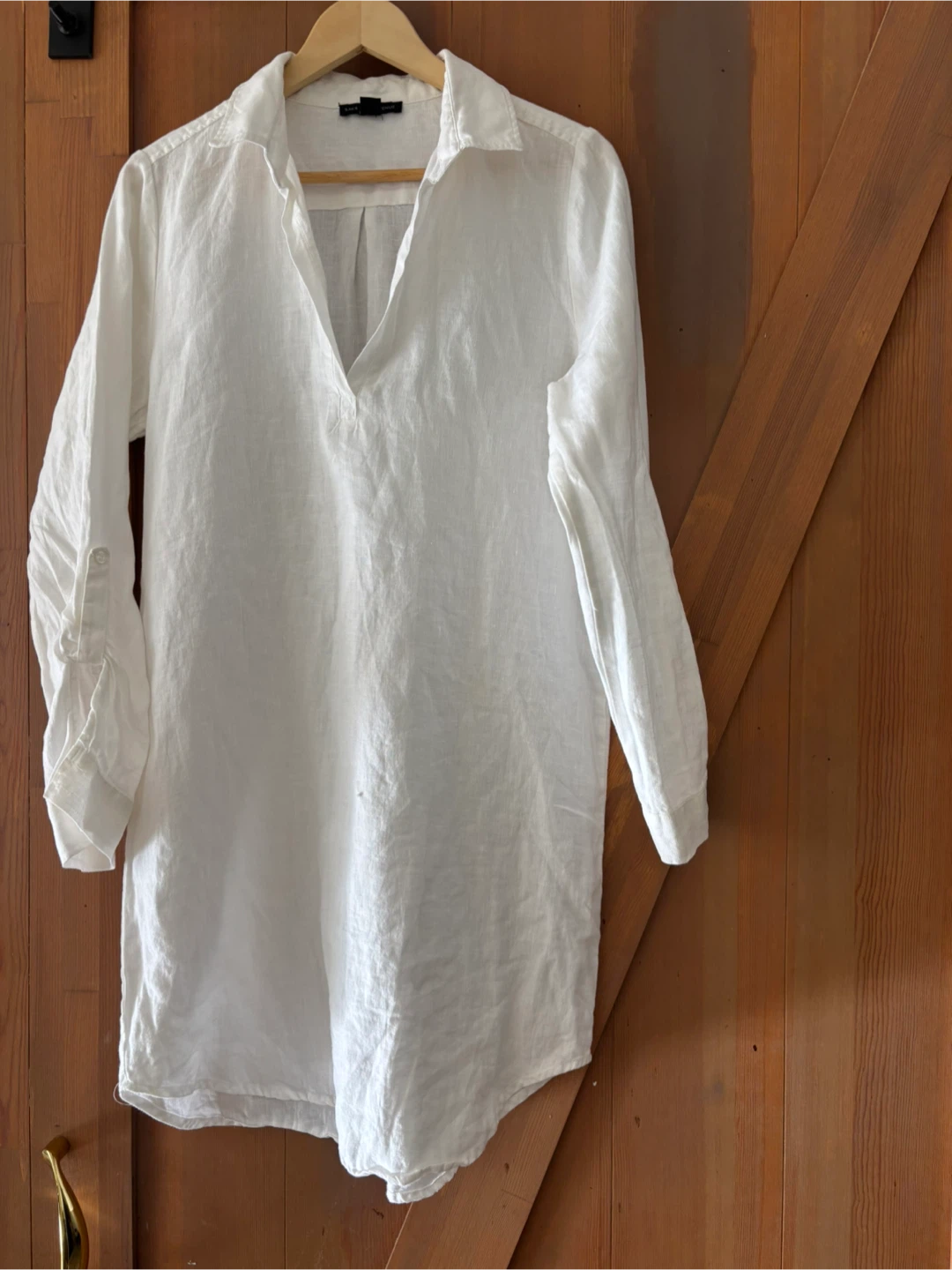White Linen Tunic Shirt & Pants Set - Size L - photo 4
