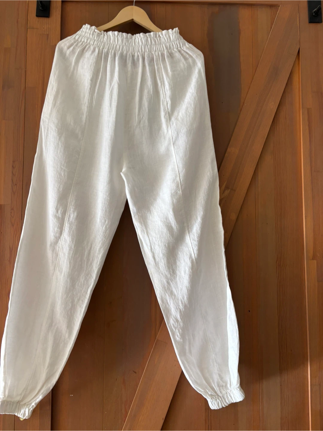 White Linen Tunic Shirt & Pants Set - Size L - photo 3