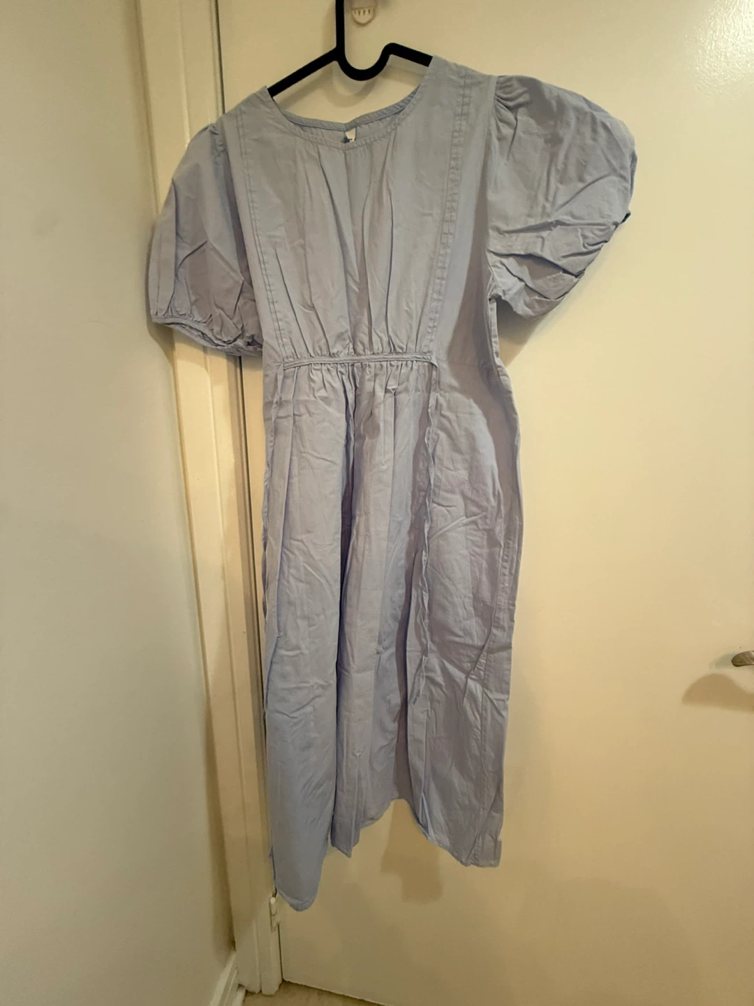 Light Blue Puff Sleeve Midi Dress