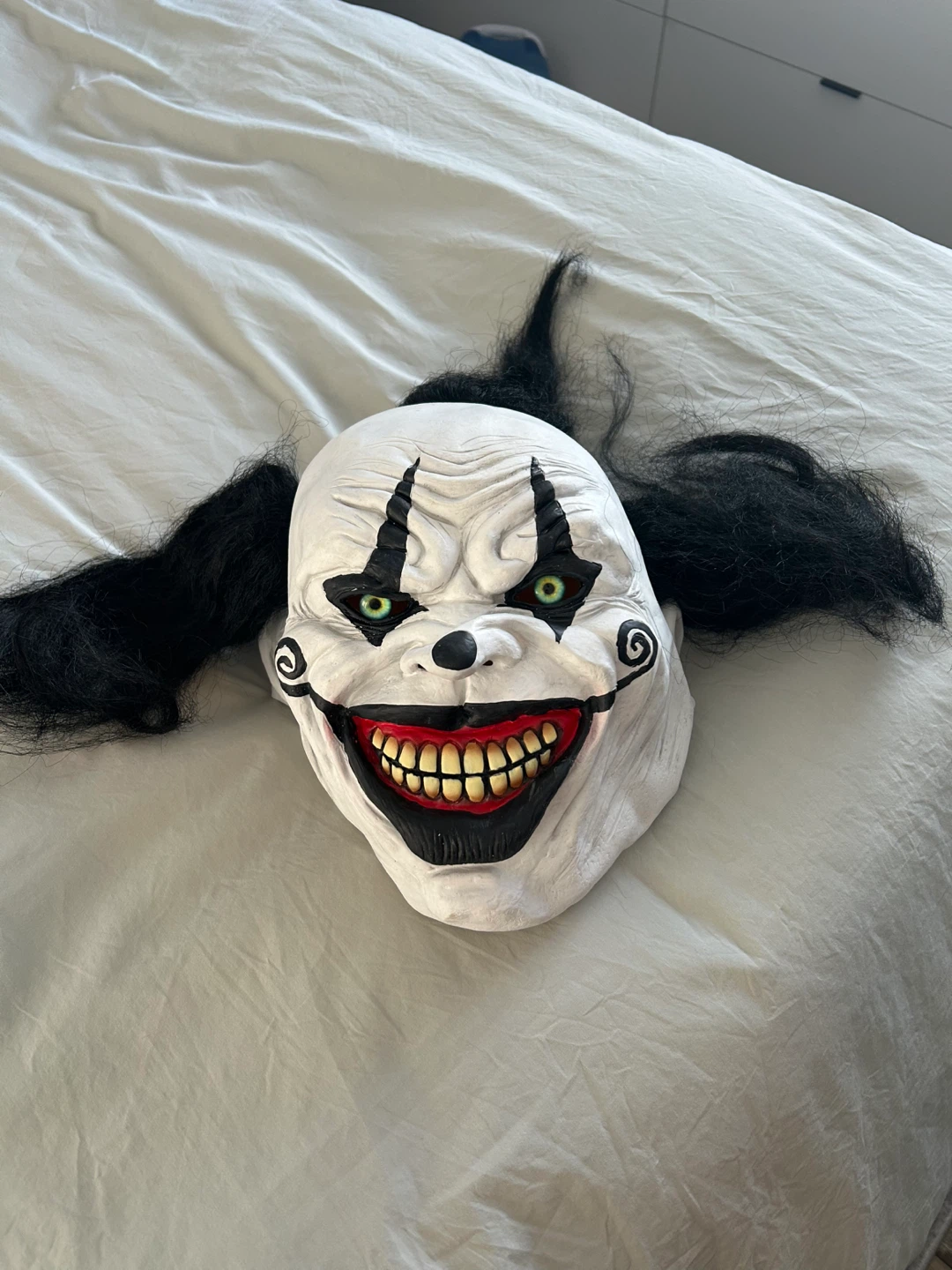 Scary Clown Mask with Black Hair - photo 2