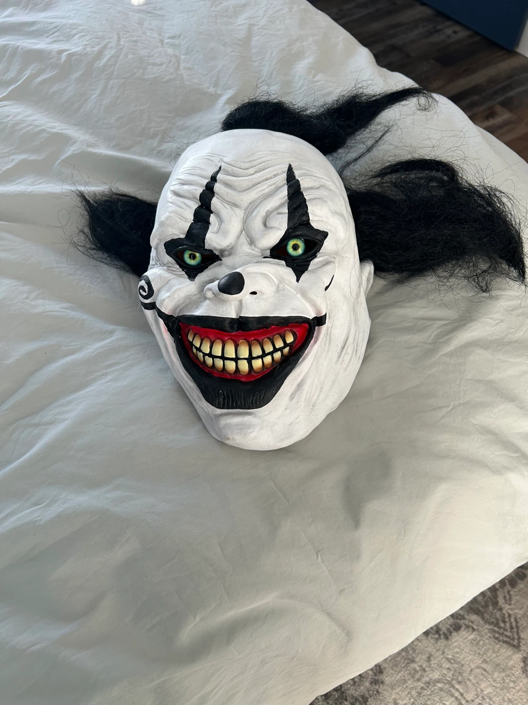 Scary Clown Mask with Black Hair