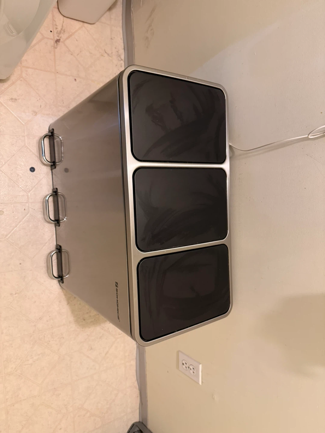 SONGMICS 3-Compartment Stainless Steel Trash Can