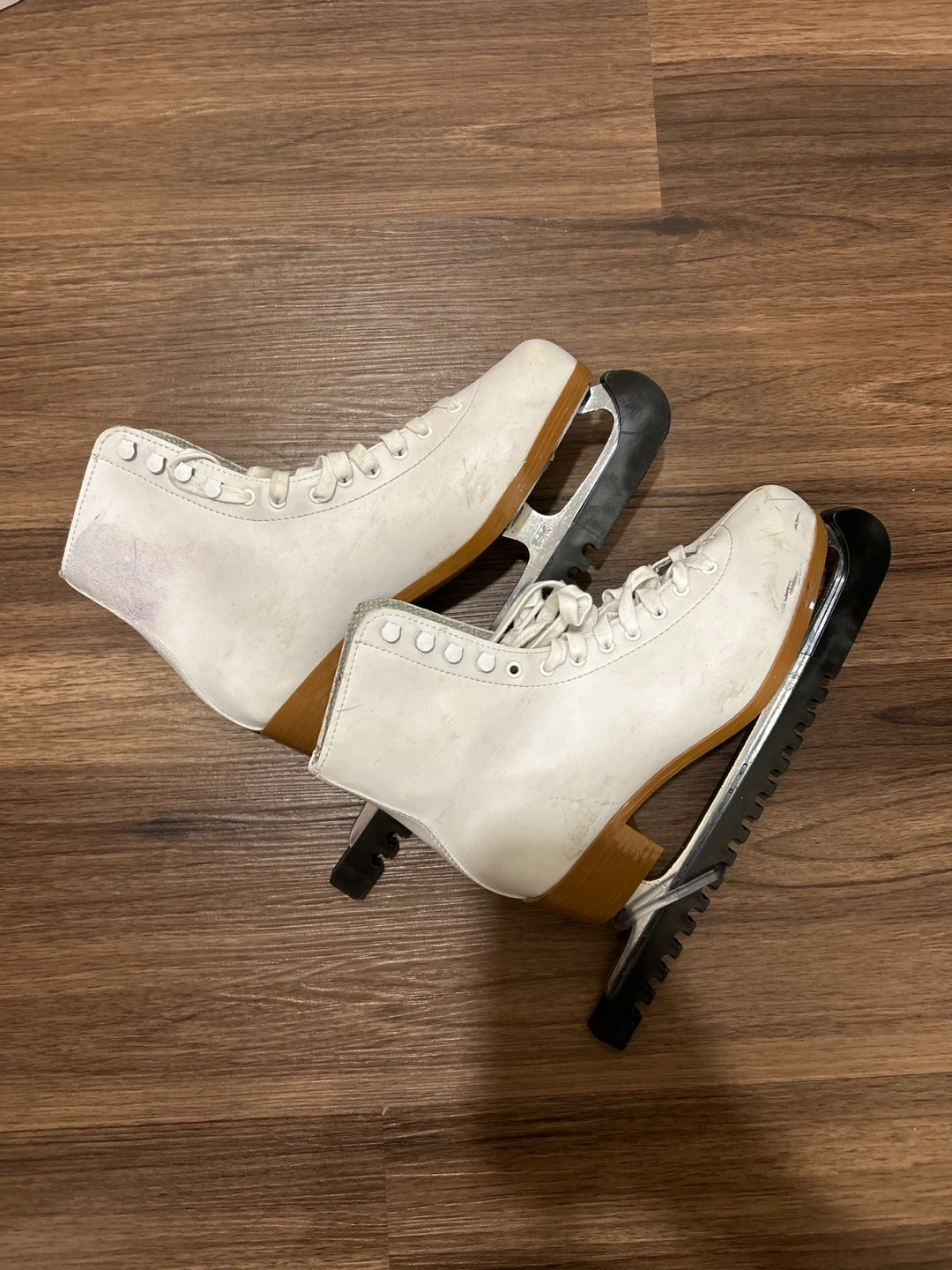 White Figure Skates with Protective Covers