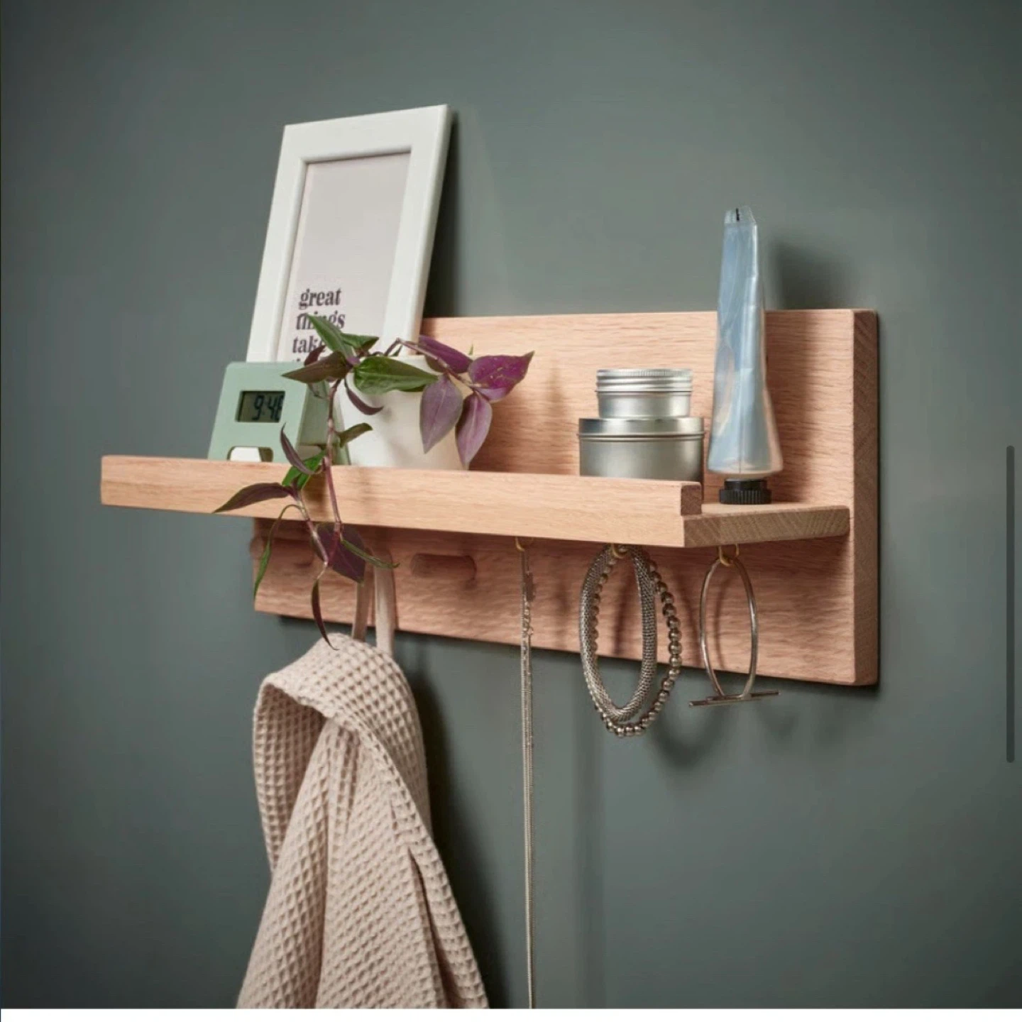 2 x IKEA Wooden Wall Shelf with Hooks HÄSTVISKARE - photo 4