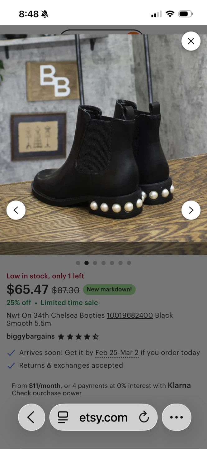 Black Chelsea Boots with Pearl Embellishments-Size 7-7.5 - photo 3
