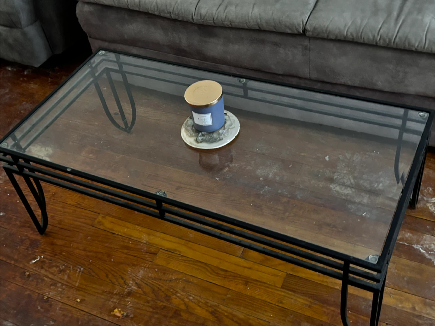 Metal Frame Glass Top End Table - photo 2