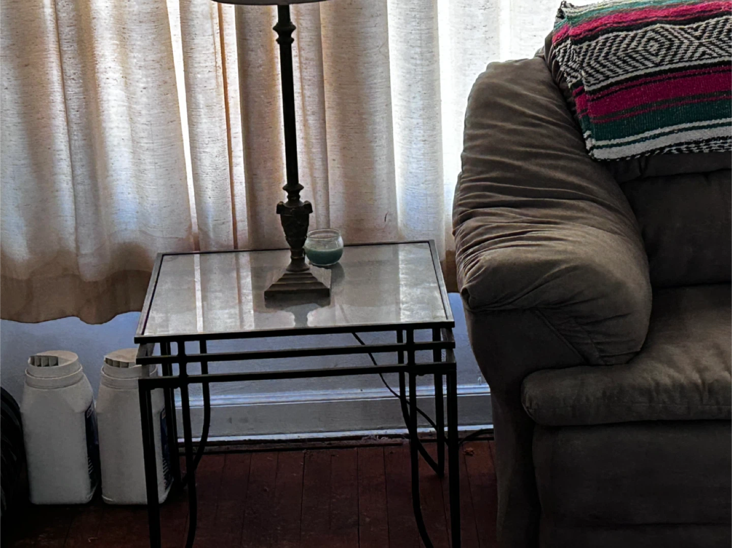 Metal Frame Glass Top End Table