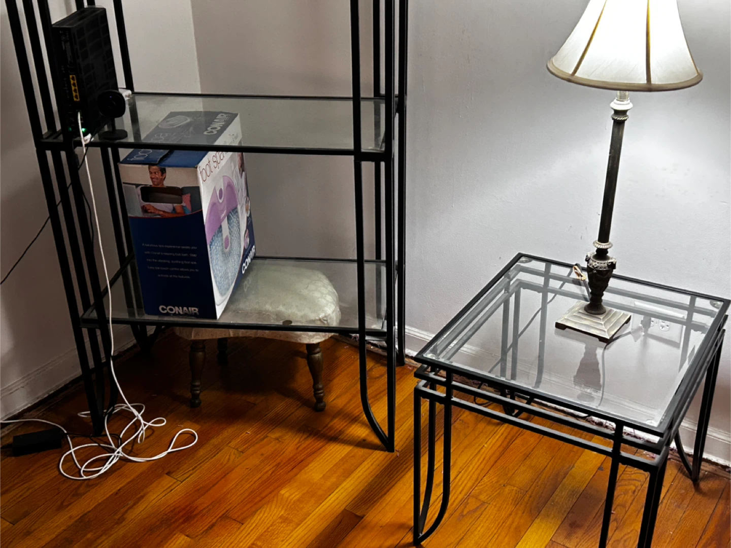 Metal Frame Glass Top End Table - photo 3