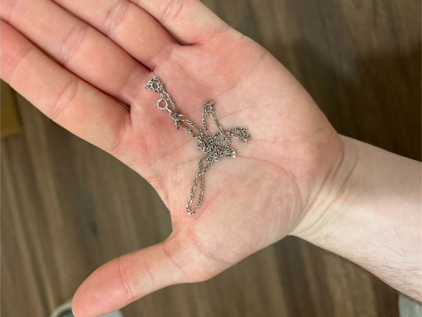 Silver coloured figaro chain necklace