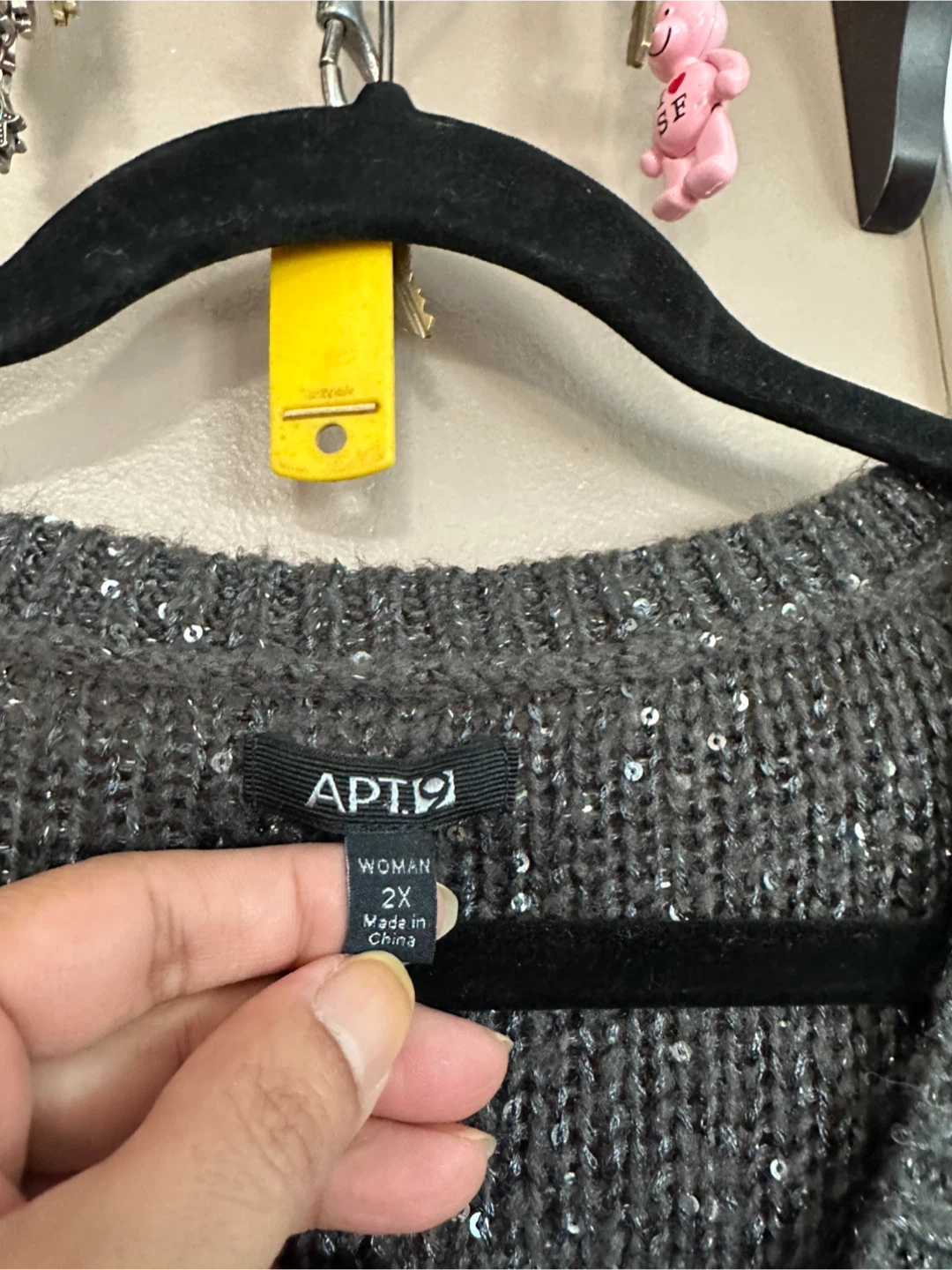 Apt. 9 Women's Charcoal Sequin V-Neck Sweater 2X - photo 3