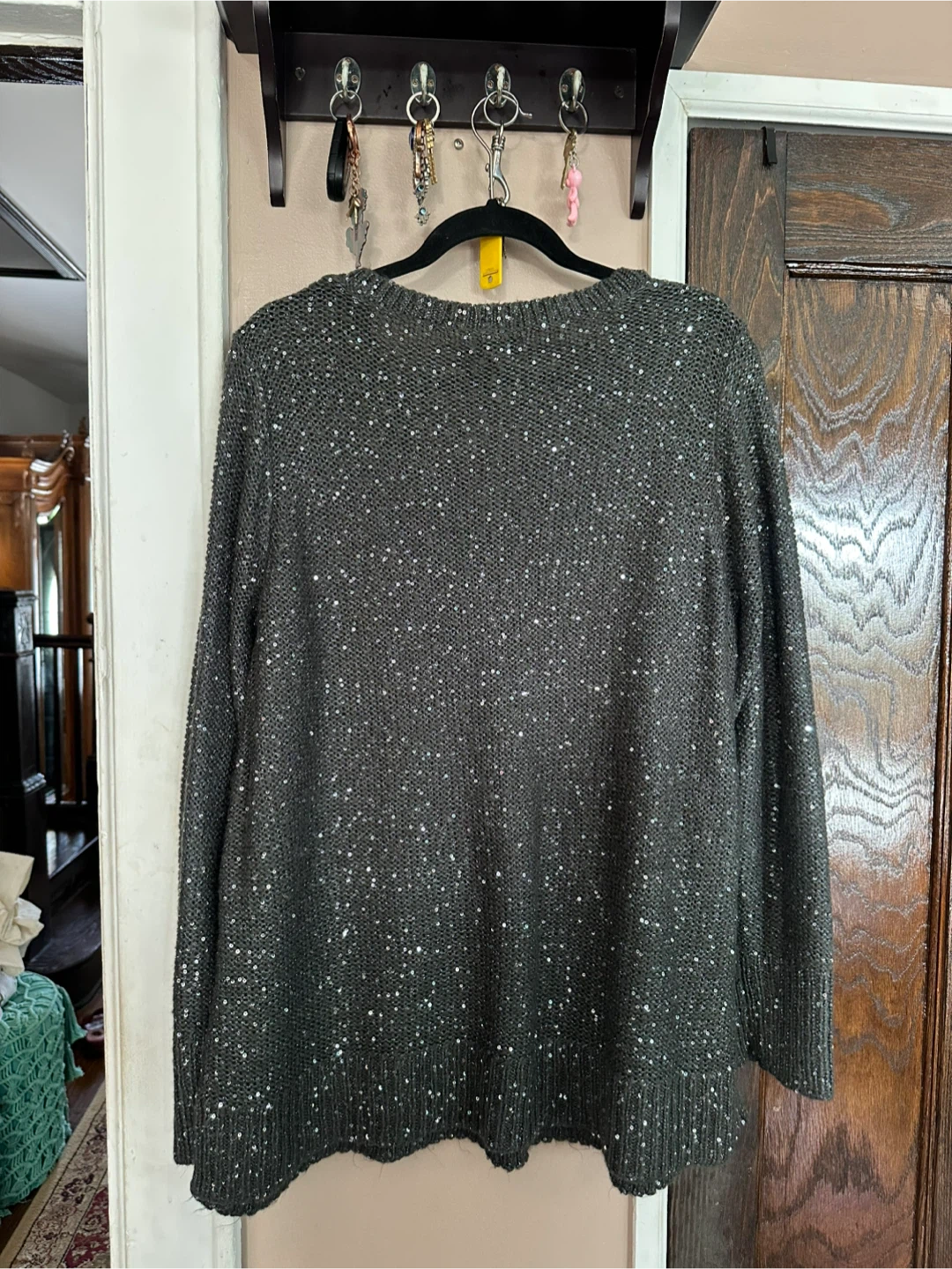 Apt. 9 Women's Charcoal Sequin V-Neck Sweater 2X - photo 4