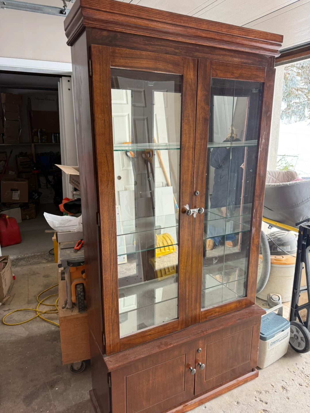 Wooden Curio Cabinet with Glass Doors