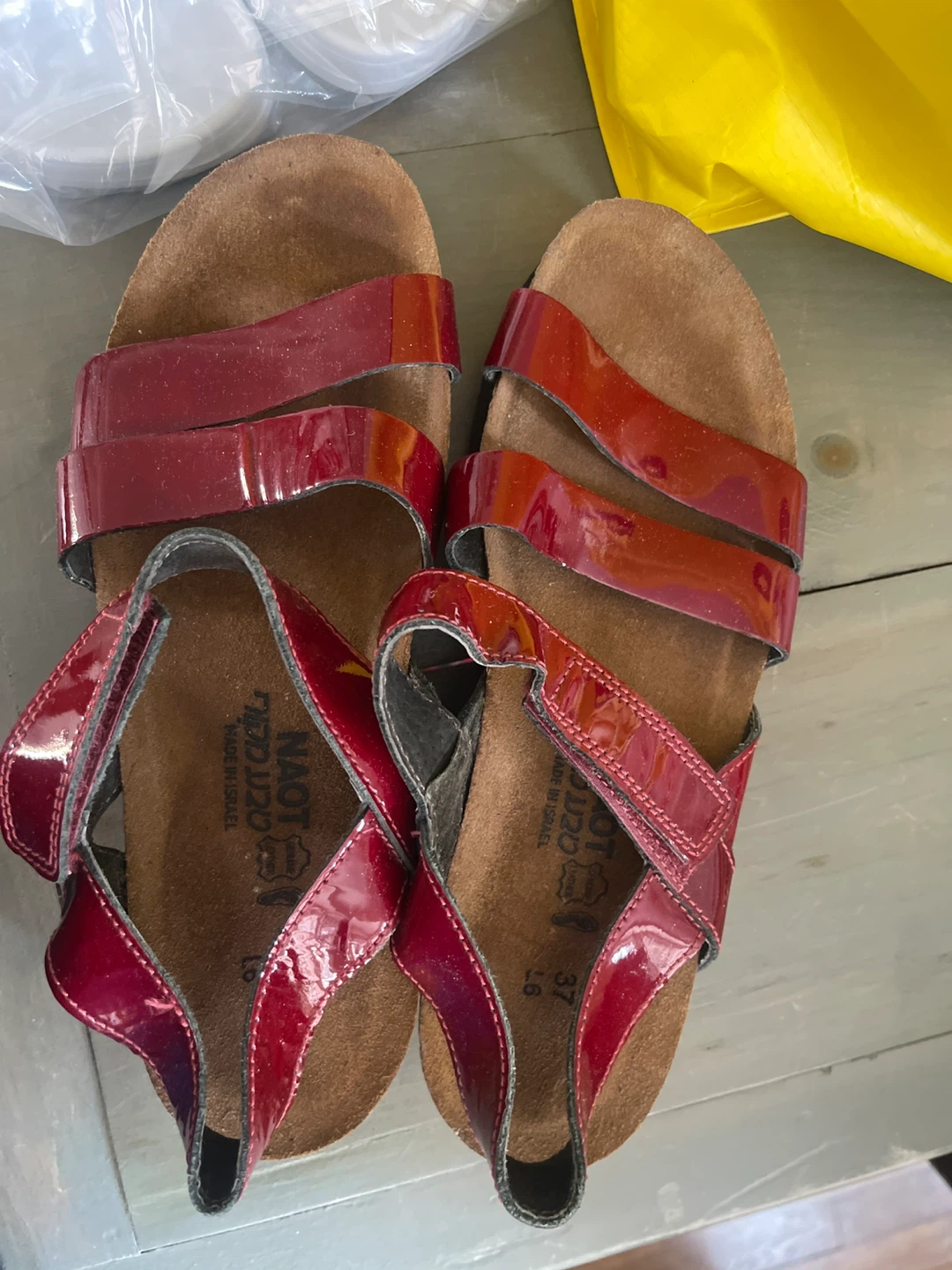 Naot Women's Red Patent Leather Sandals Size 37