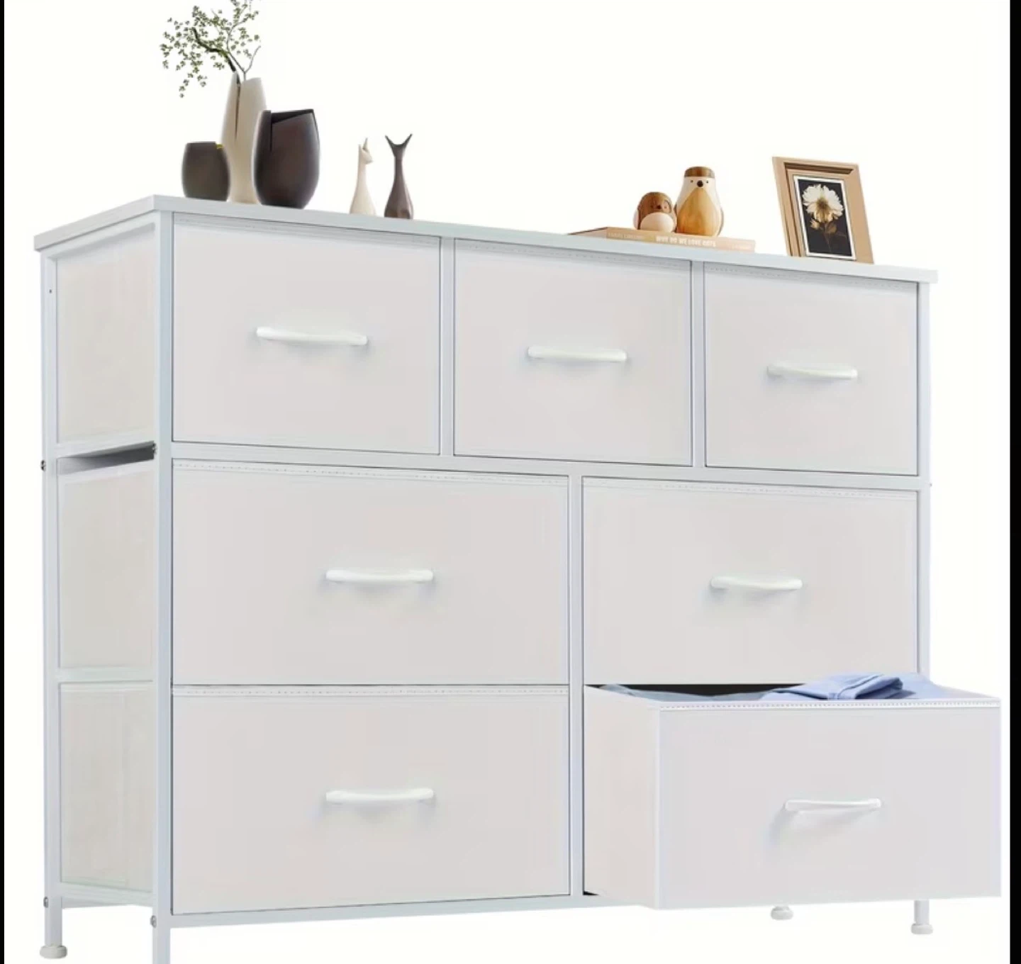 White Fabric Drawer Dresser - 7 Drawers - photo 2
