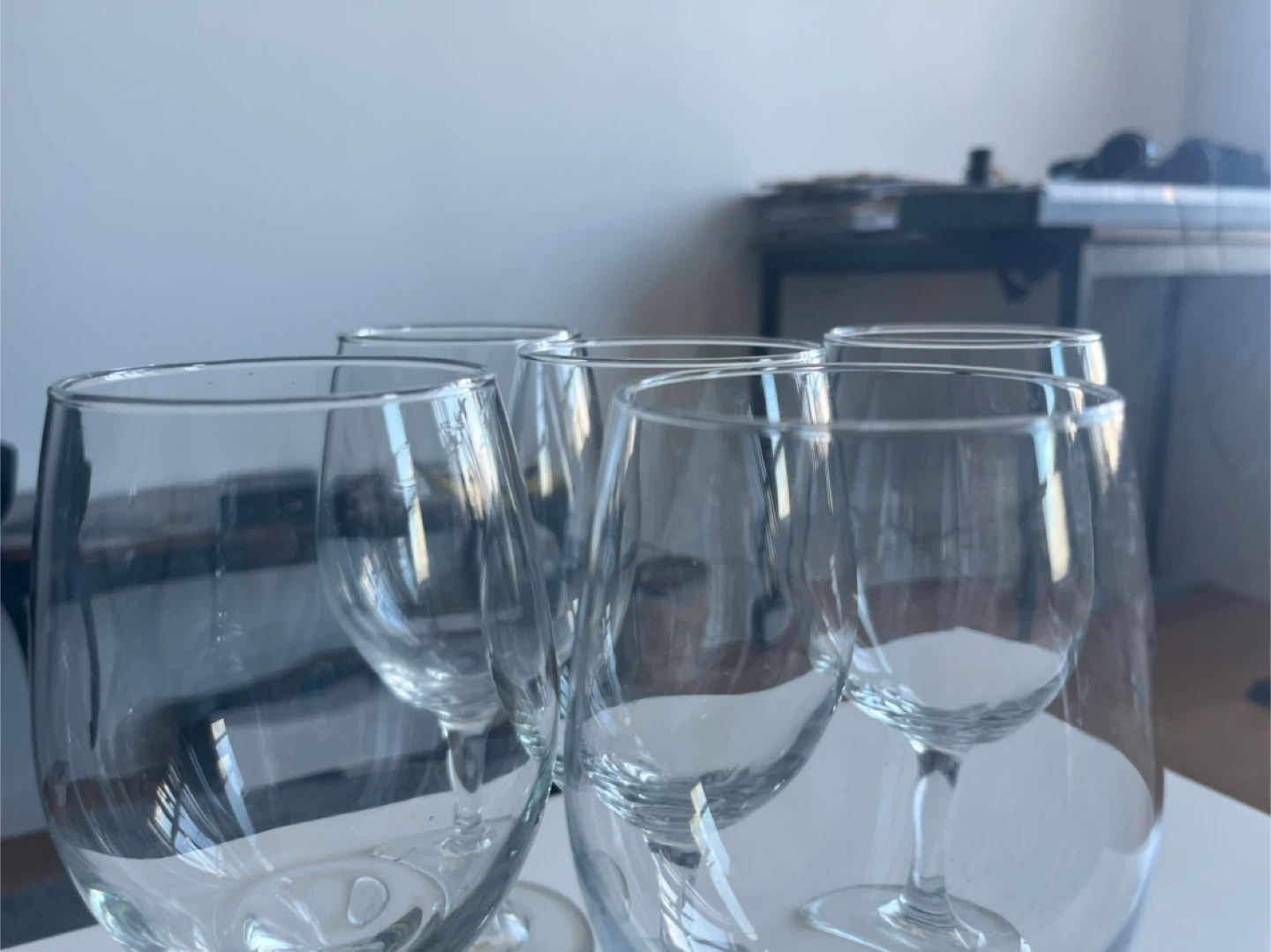 Set of 5 Clear Wine Glasses