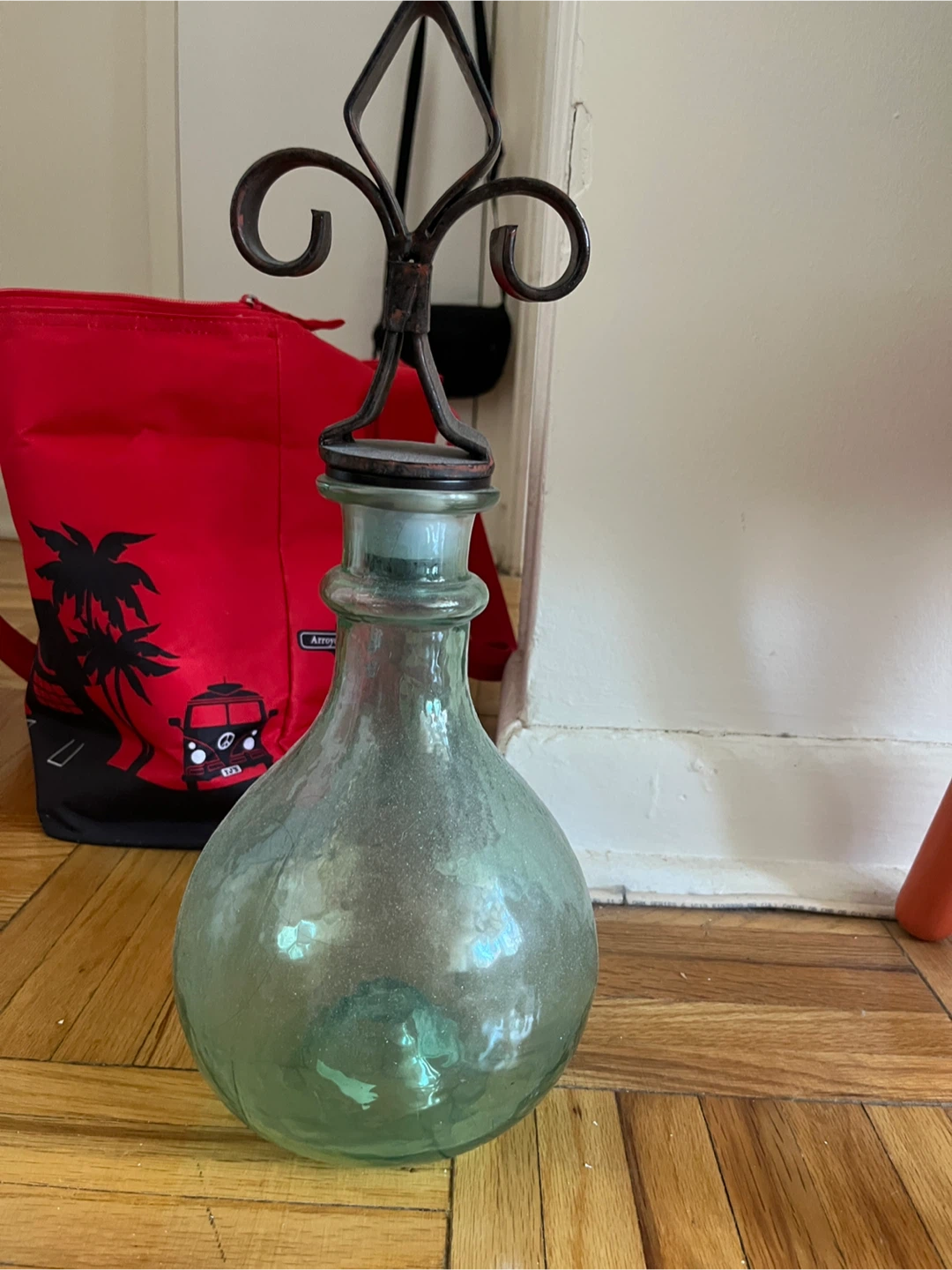 Decorative Glass Bottle with Ornate Stopper